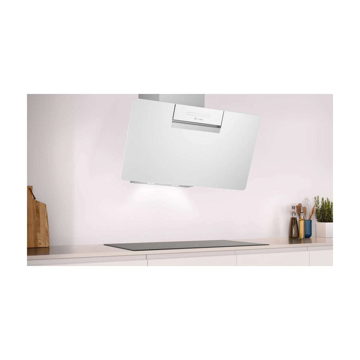 Campana decorativa inclinada Balay 3BC587GBH, 80 cm, cristal blanco