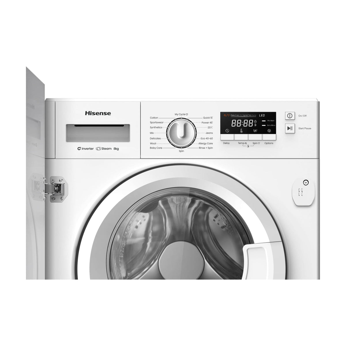 Lavadora integrable Hisense WF3M841BWIES de 8 kg y 1400 rpm