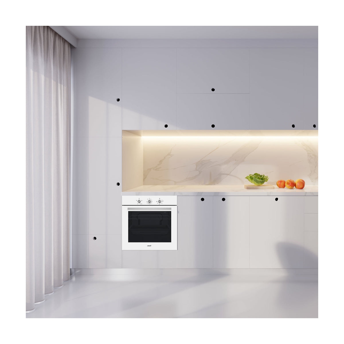 Horno convencional Cata SES 6204 WH, 66 litros y cristal blanco