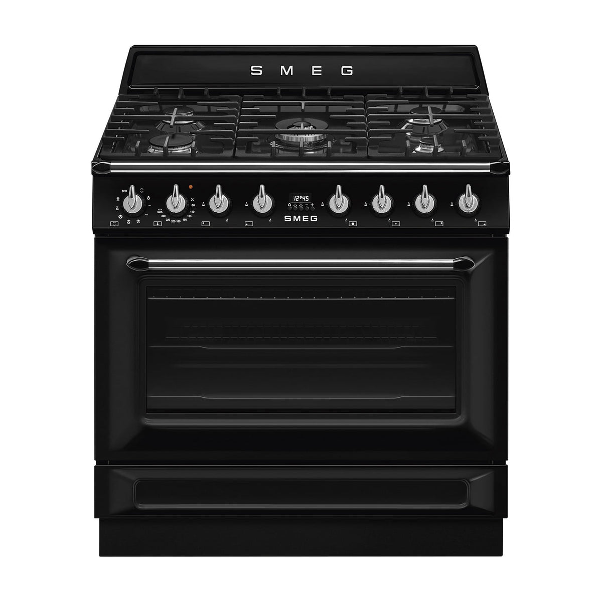 Cocina de gas Smeg TR90GMBL con 5 zonas y horno eléctrico de 115 l