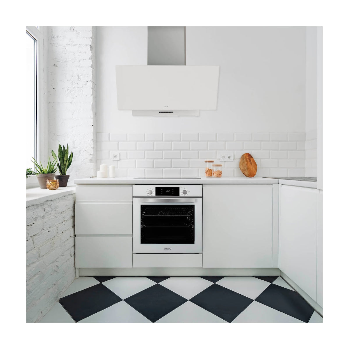 Campana decorativa CATA Thalassa 900 GWH /H de 90 cm, cristal blanco