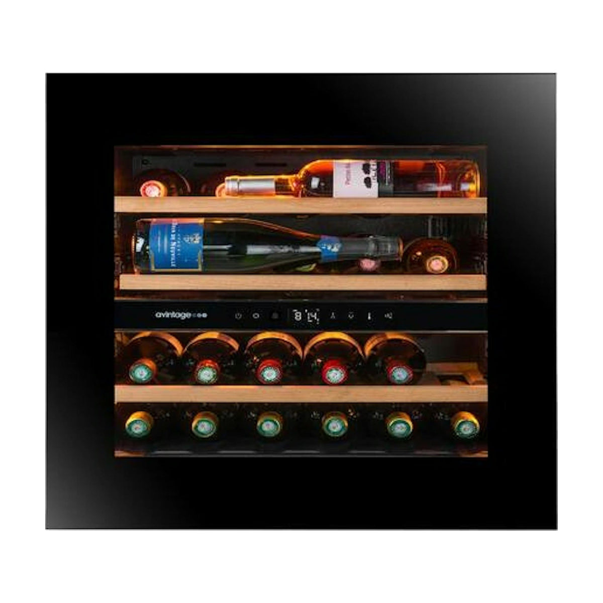 Vinoteca integrable Avintage AVI6075PLATINUM, doble zona, 32 botellas
