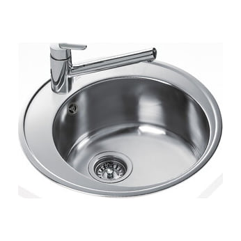 Fregadero Teka Centroval 1C de acero inoxidable, una cubeta circular de 39 cm