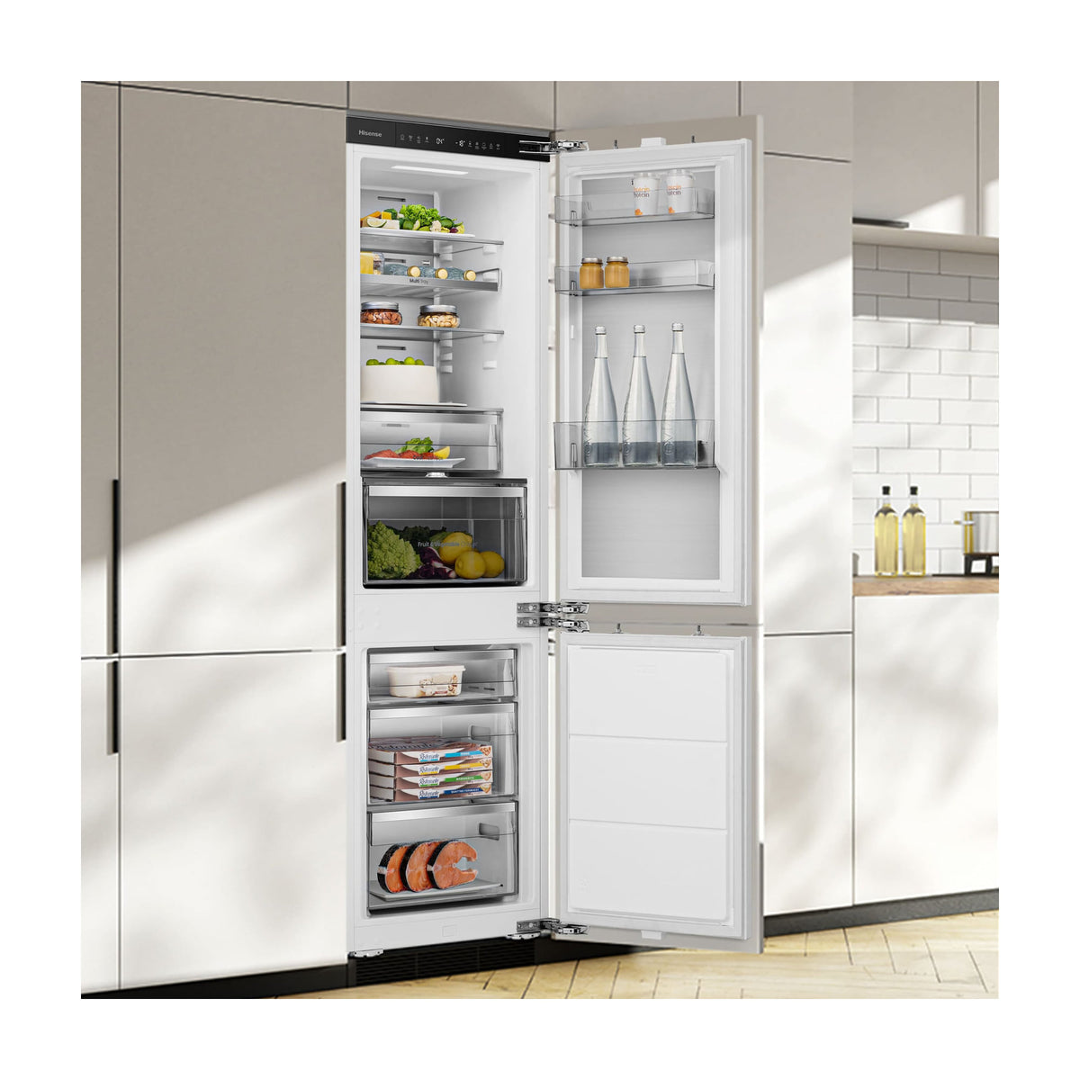 Frigorífico combi integrable Hisense RB3B280SAWE, 284 l, No Frost total