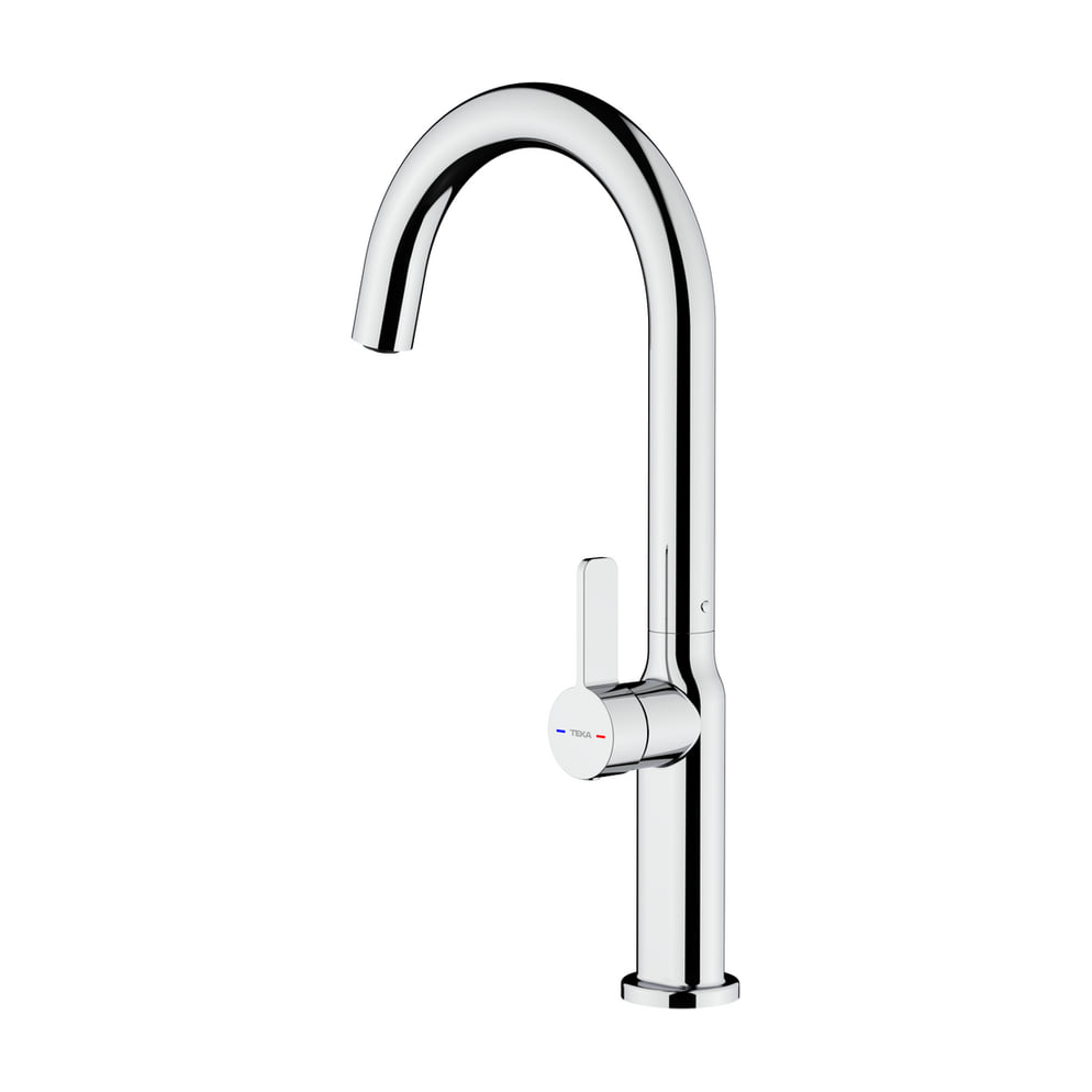 Grifo de cocina Teka Oval 915 monomando cromado con caño alto giratorio