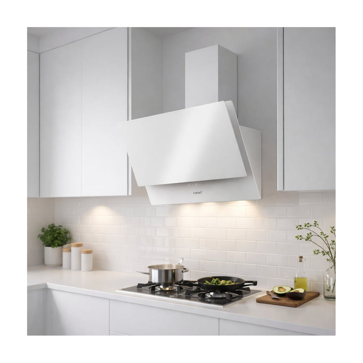 Campana decorativa CATA Juno+ 6000 GWH, 60 cm, cristal blanco
