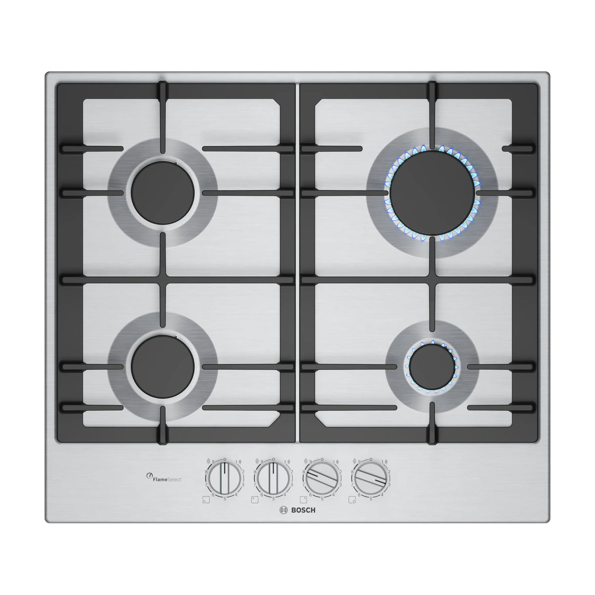 Placa de gas Bosch PCP6A5I90, 4 fuegos y FlameSelect