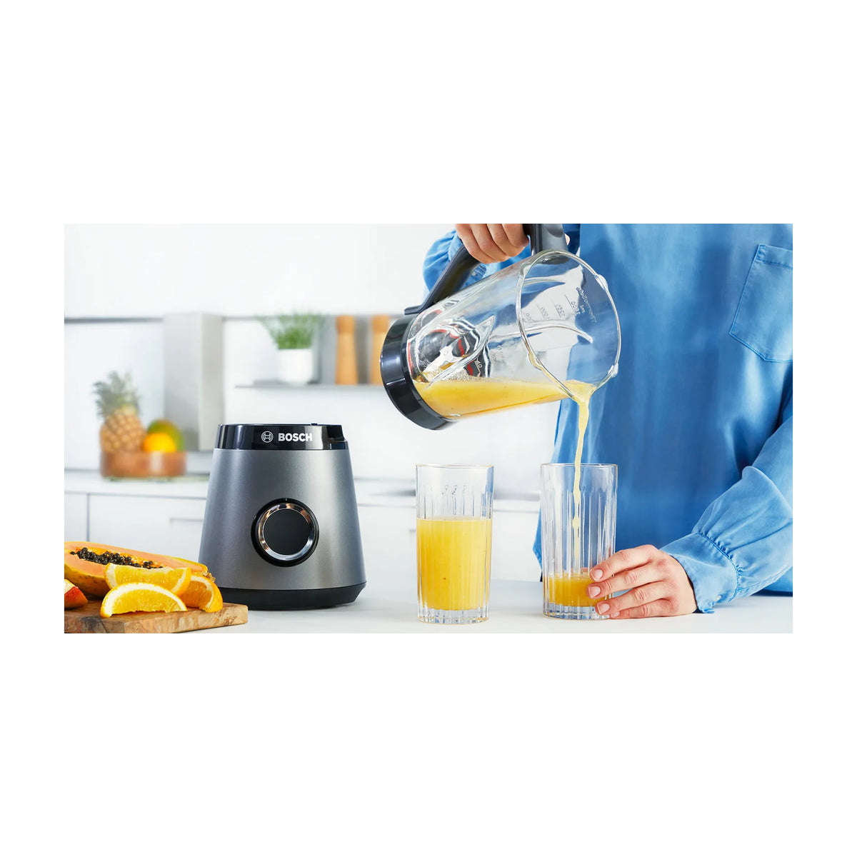 Batidora de vaso Bosch MMB6172S, 1200 W y jarra de cristal de 1,5 l