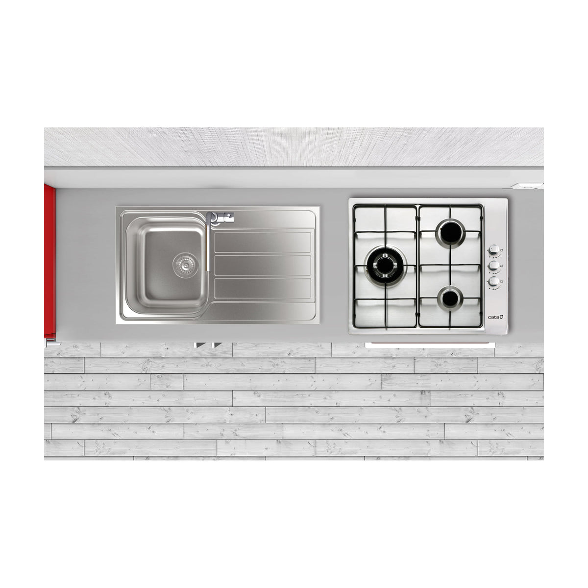 Placa de gas Cata GI 6021 X de 3 quemadores, inox de 58 cm