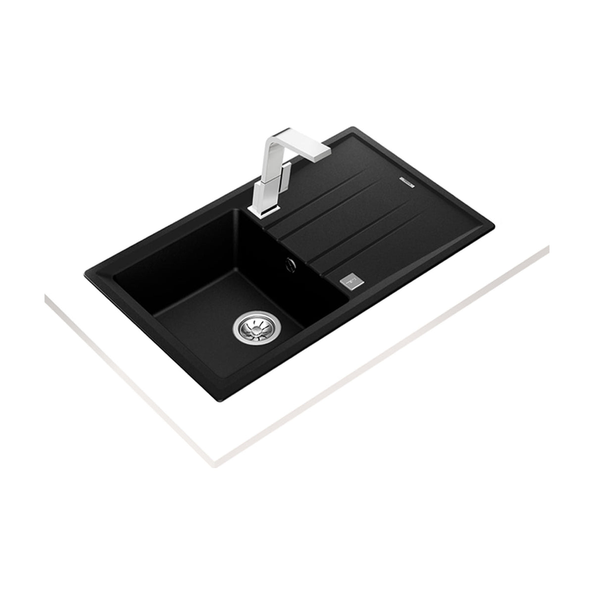 Fregadero Teka Stone 50 B-TG 1C 1E de granito negro con escurridor reversible