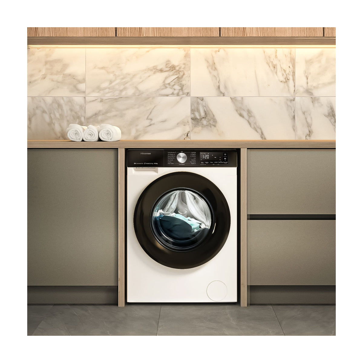 Lavadora Hisense WF3S1045BW3 de 10,5 kg y 1400 rpm