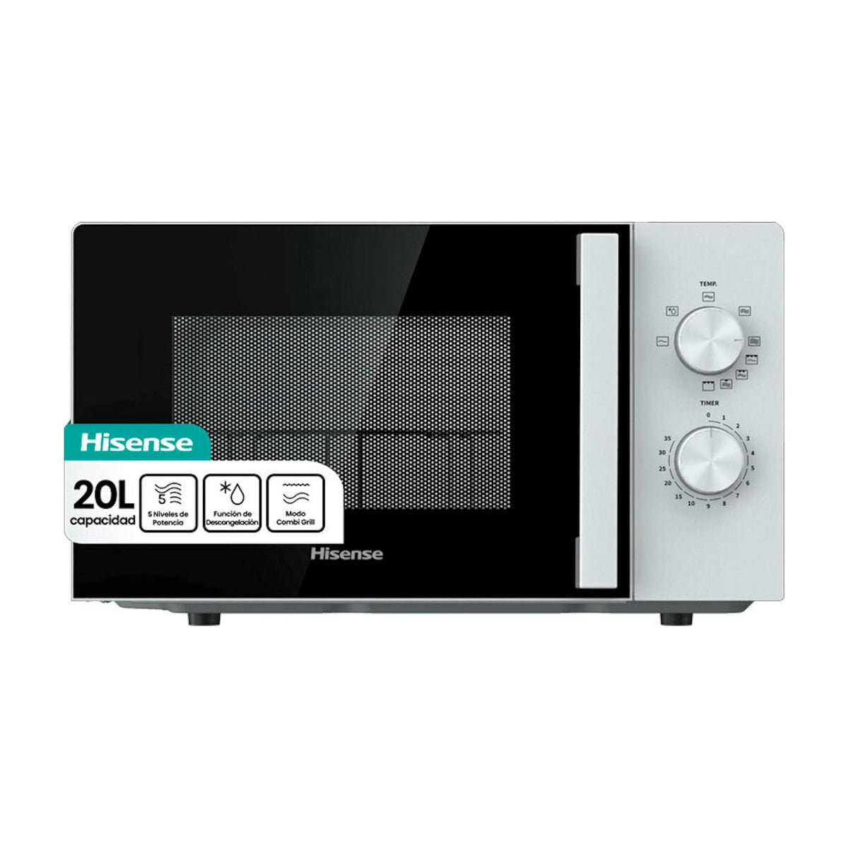 Microondas Hisense H20MOWP1HG con grill, 20 l y 700 W