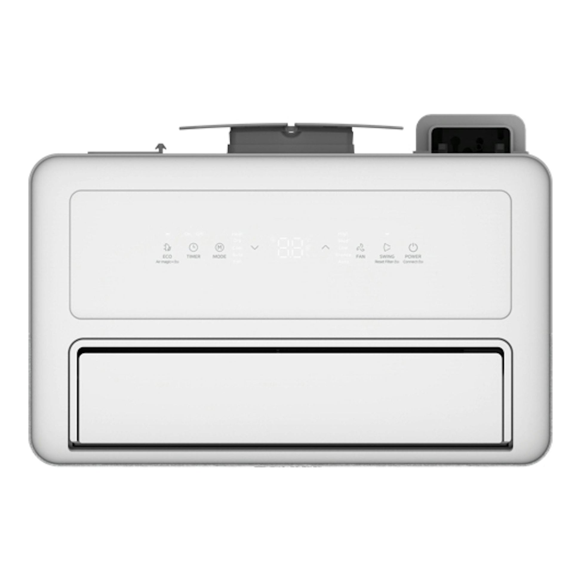 Midea PortaSplit MMCS-12HRN8-QRD0, aire acondicionado portátil blanco, vista frontal.