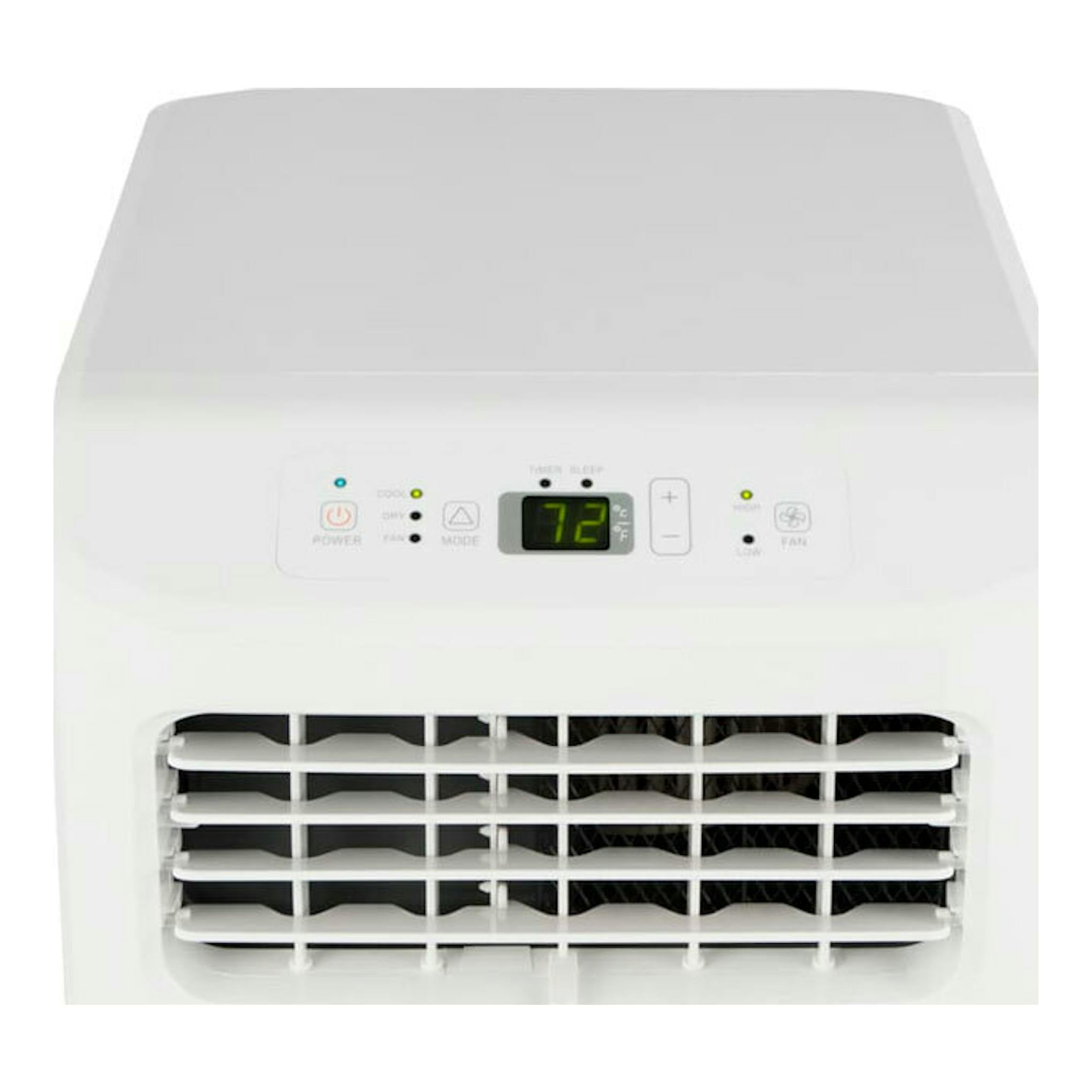 Aire acondicionado portátil Hisense APC09KV blanco, vista frontal con rejilla y panel digital.