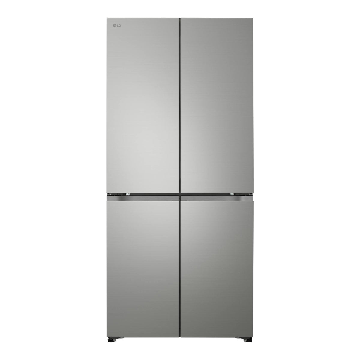 Frigorífico americano LG GMBS30SEPY de cuatro puertas, acabado inox, vista frontal.