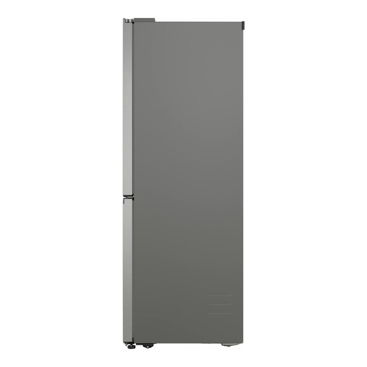 Frigorífico americano LG GMBS30SEPY, color inox, vista lateral sobre fondo blanco.