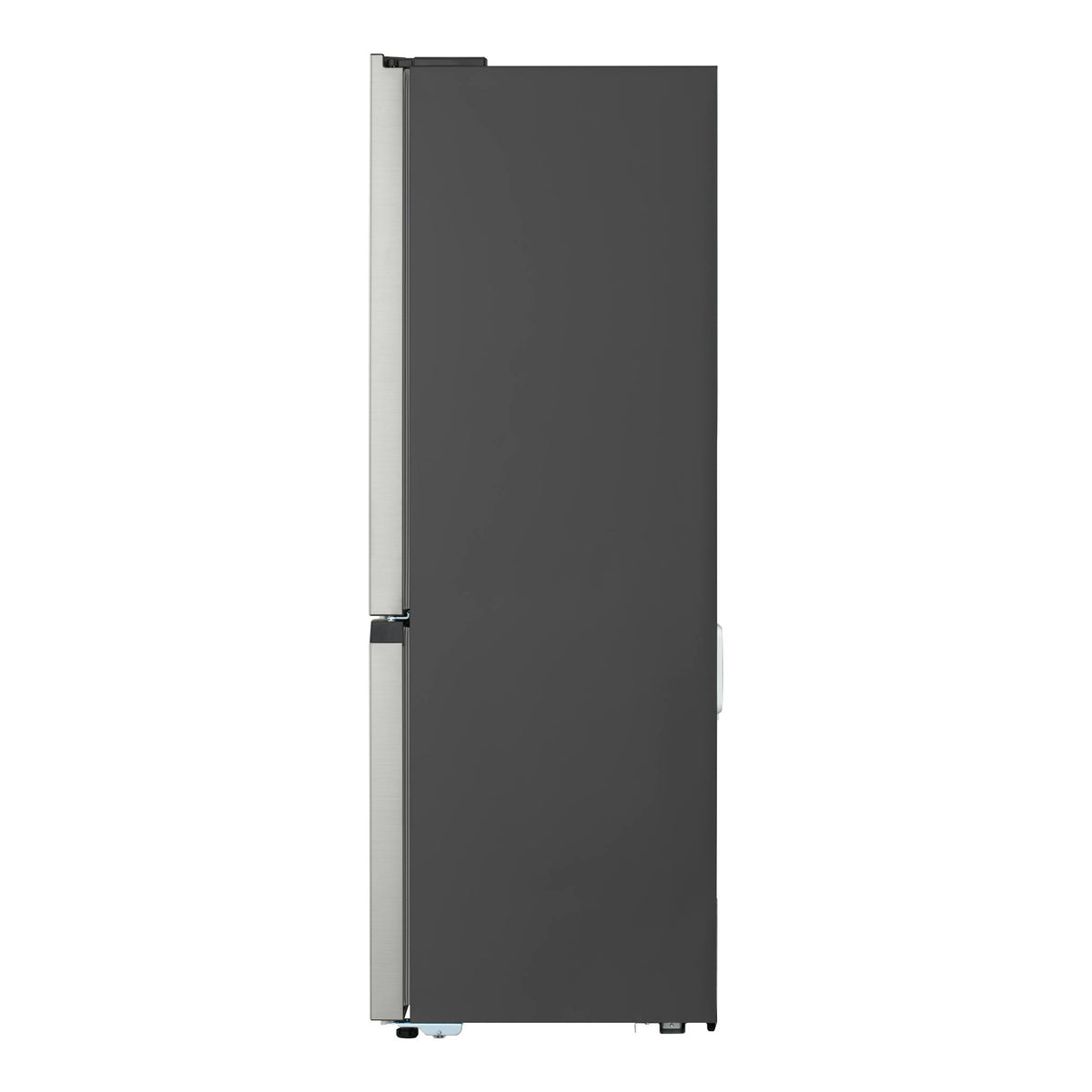 Frigorífico americano LG GMM42PYBEH, vista lateral, acabado gris oscuro e inox.
