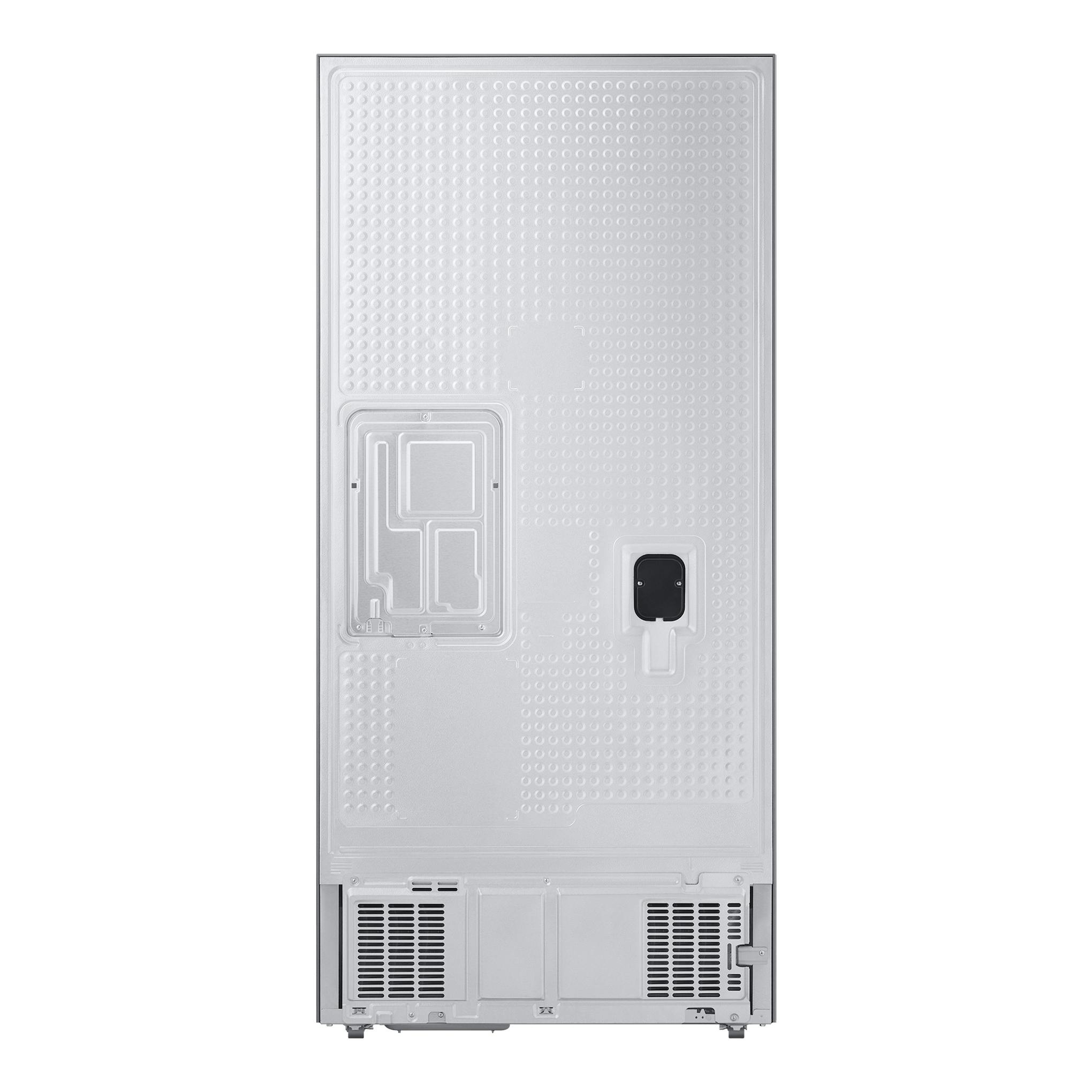 Parte trasera de frigorífico americano Samsung RF50C530ES9/EF, acabado plateado, vista posterior.
