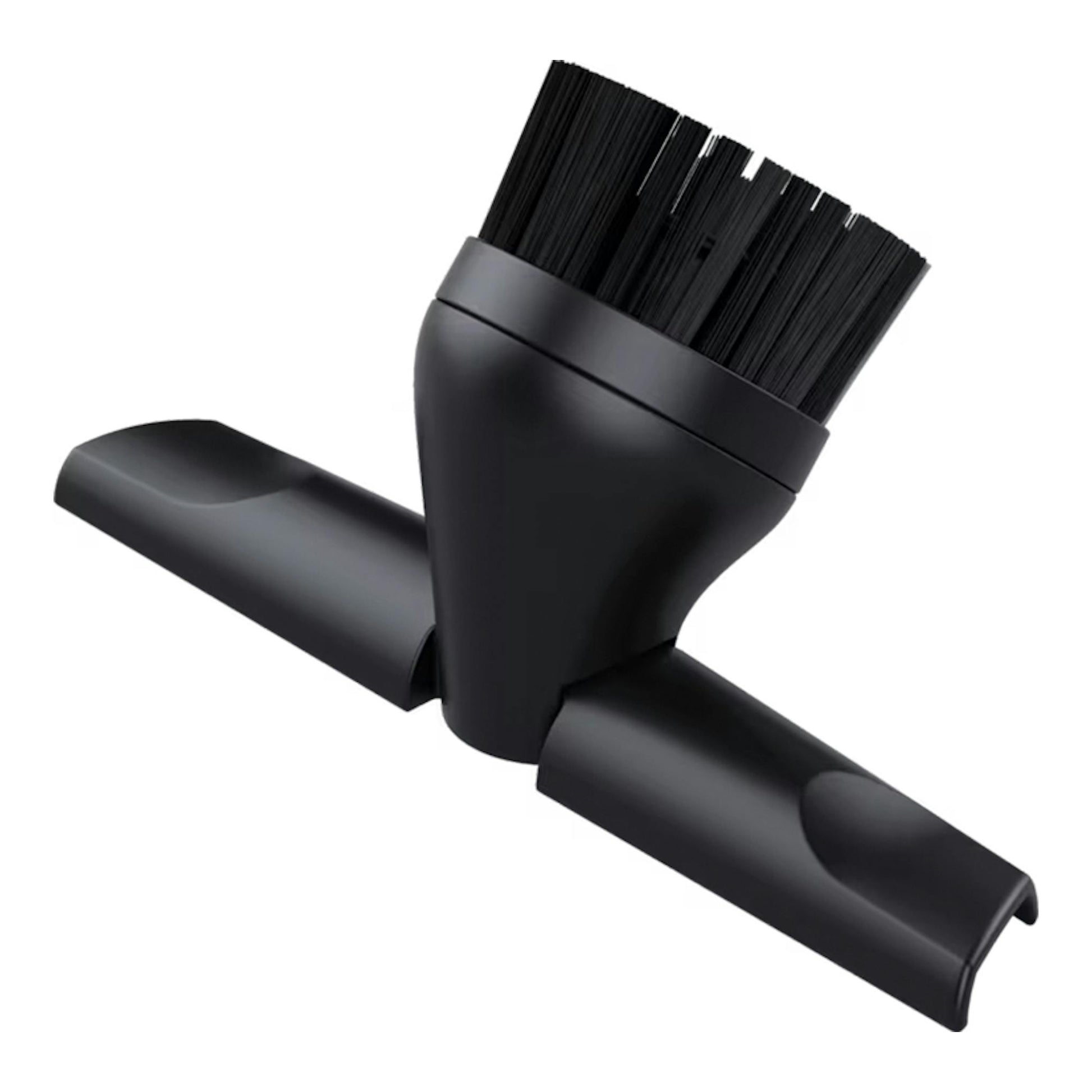 Accesorio cepillo negro para aspirador AEG AL61C2CR, vista en ángulo sobre fondo blanco.