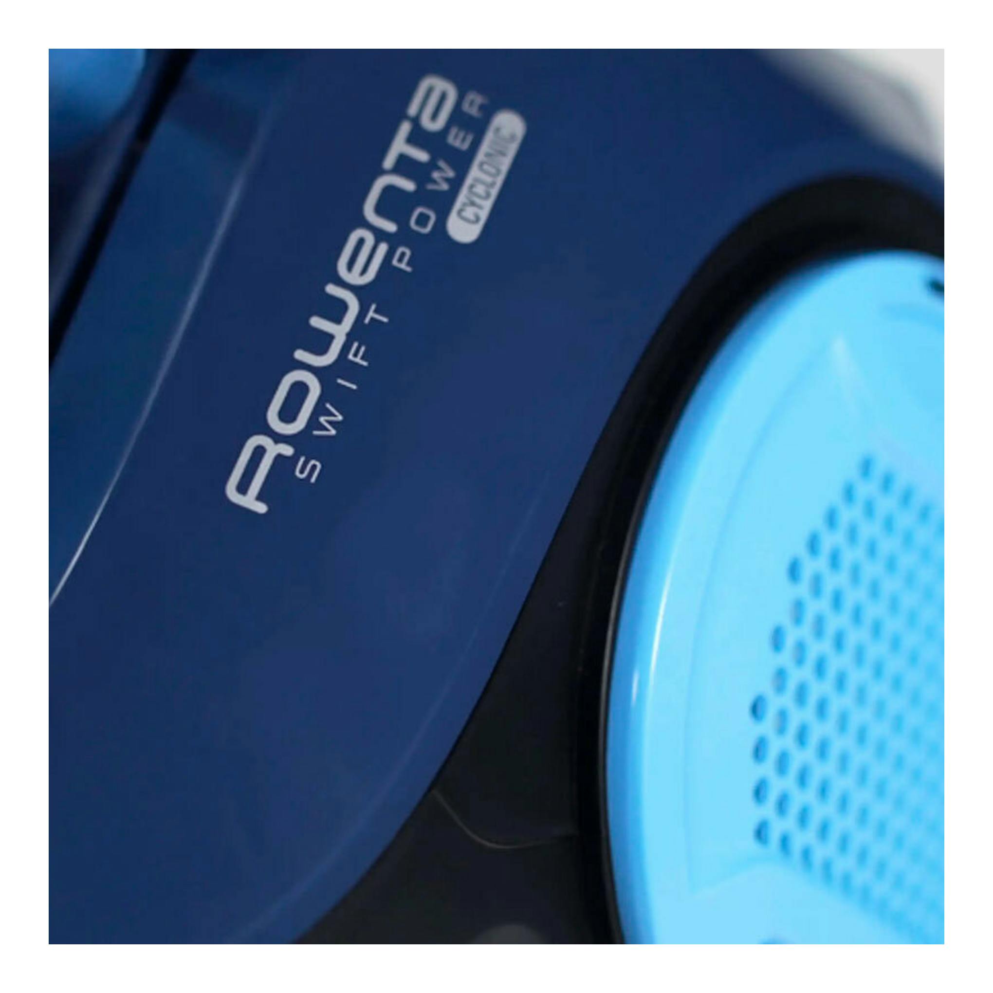 Aspirador sin bolsa Rowenta RO2932EA azul, vista en primer plano del cuerpo.