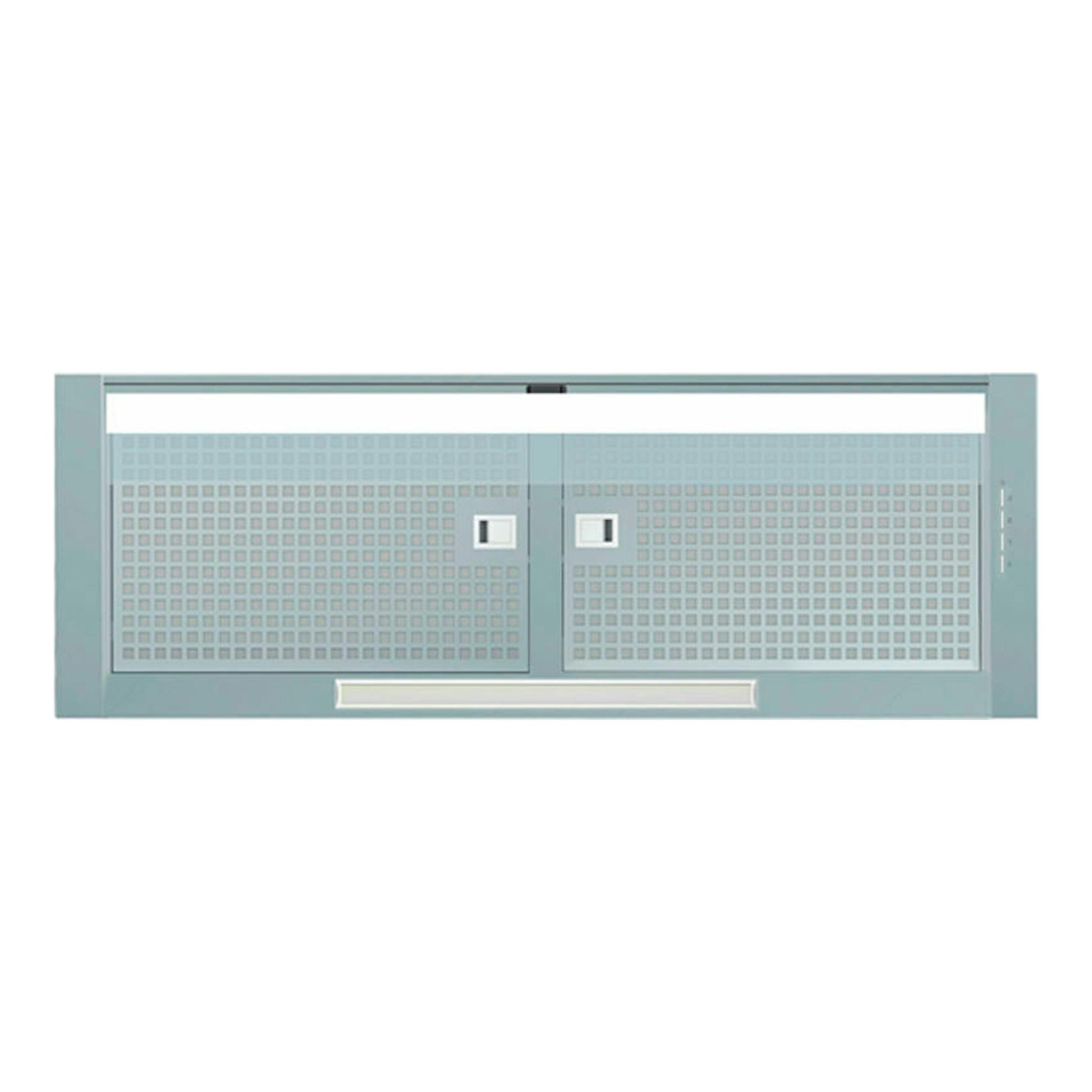 Campana integrable Cata CoronaX90/B Inox, vista frontal, acabado inox con dos paneles perforados.