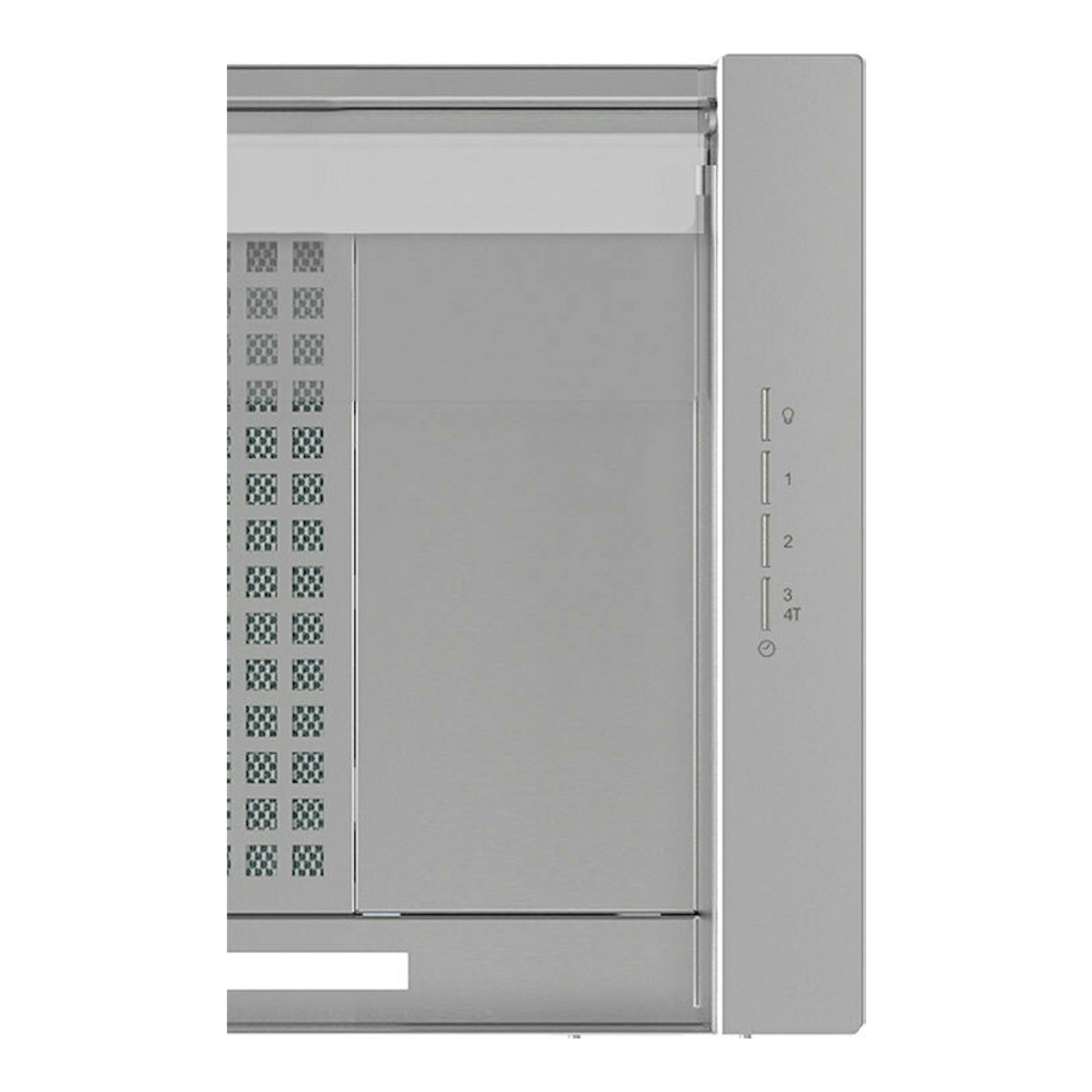 Campana integrada Cata CoronaX70/B inox, vista frontal, en acero inoxidable con mandos laterales.
