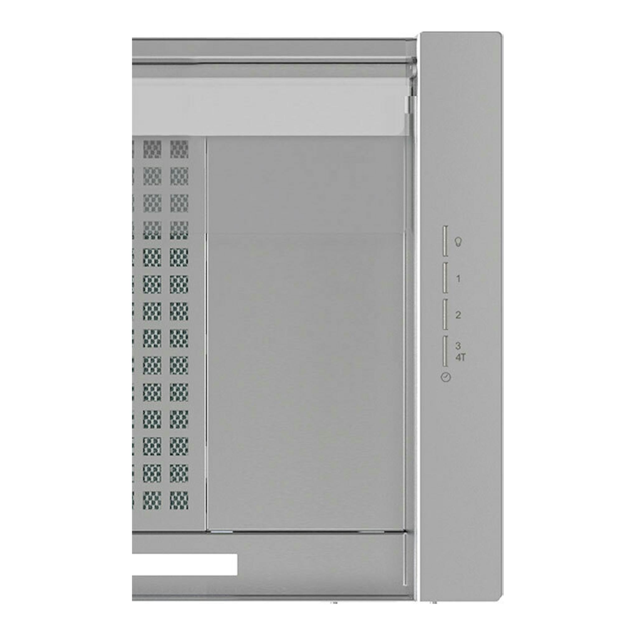 Campana integrada Cata CoronaX70/B inox, vista frontal, en acero inoxidable con mandos laterales.