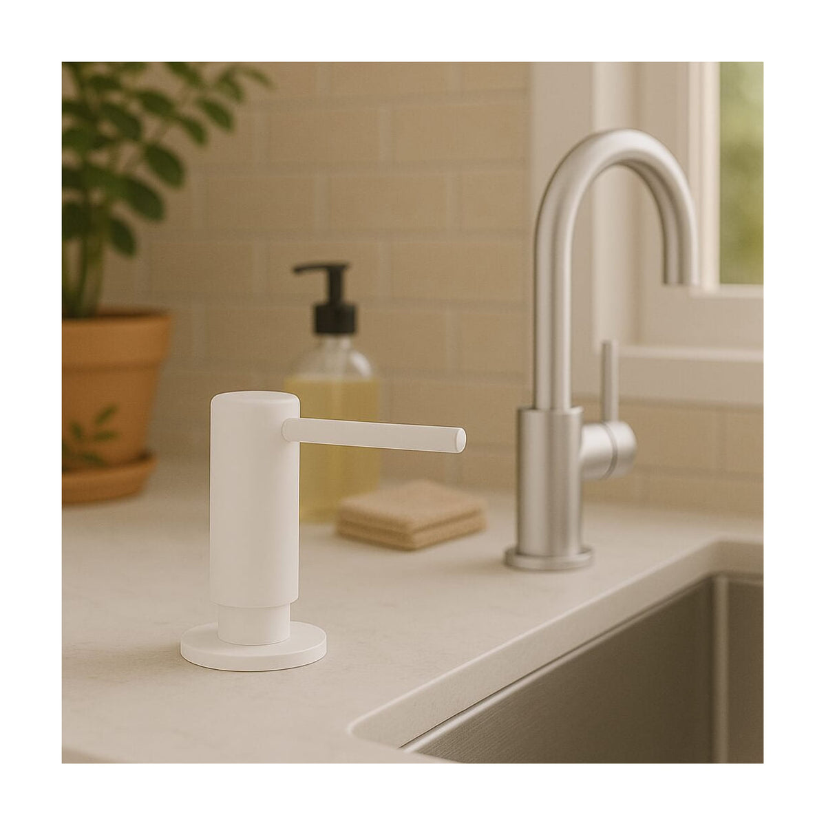 Dispensador de jabón Poalgi Nobili AVP3534WM empotrado, blanco mate, 300 ml