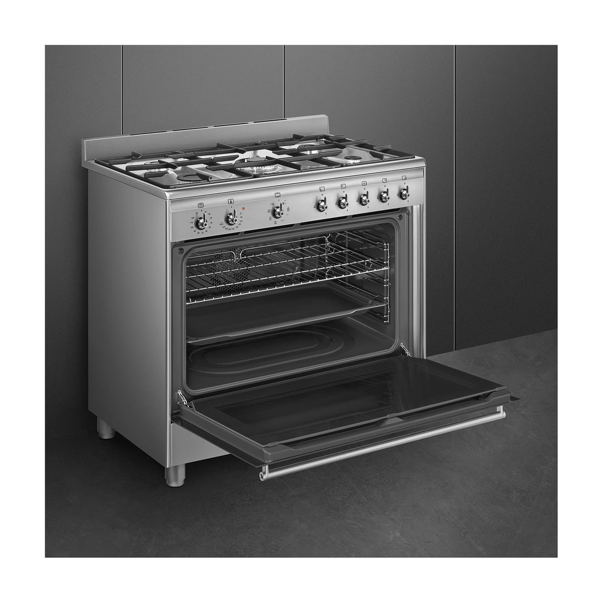 Cocina de gas Smeg SX91GM de 90 cm con horno eléctrico de 115 l