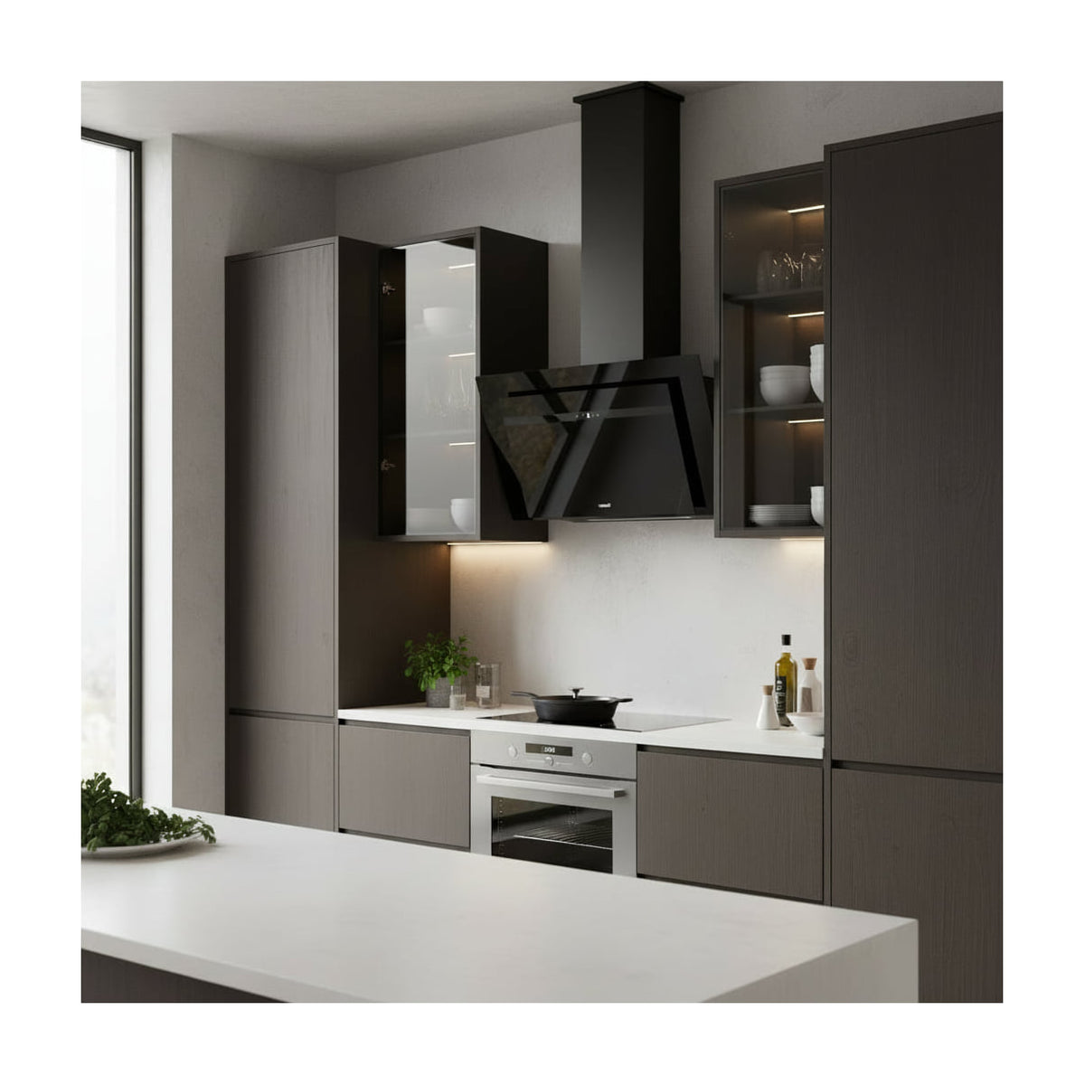 Campana decorativa CATA Thalassa Evo 800 GBK /A, 80 cm, cristal negro
