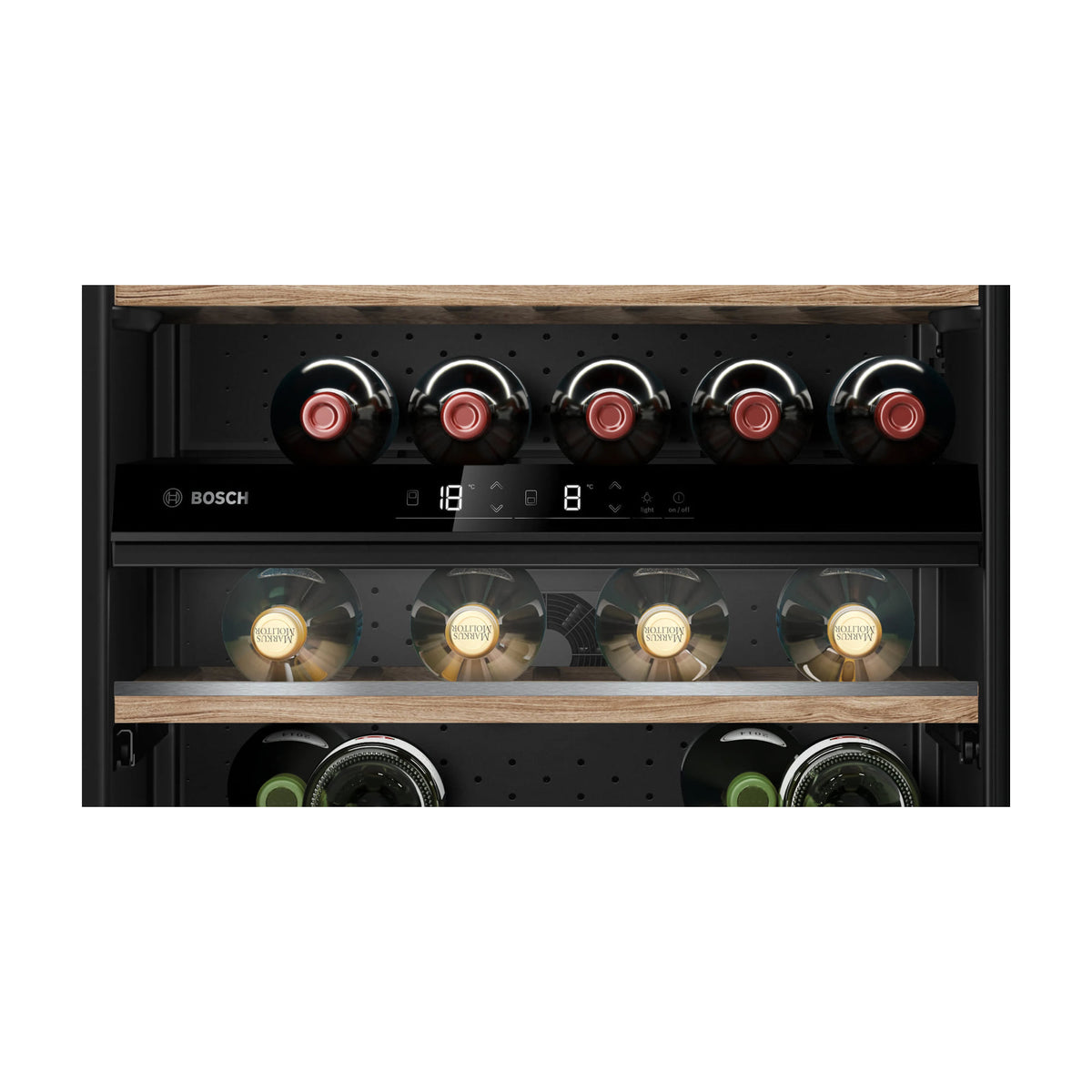 Vinoteca integrable Bosch KUW21AHG0, 44 botellas y 2 zonas