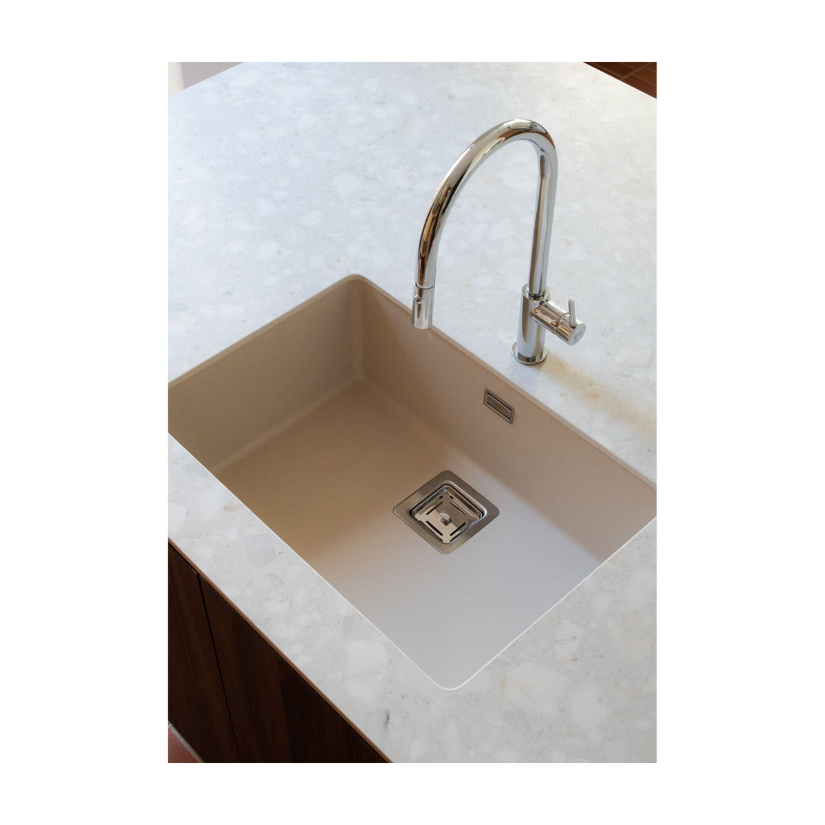 Fregadero Poalgi Zie 60 Pumice Beige de granito, una cubeta de 65 × 45 cm