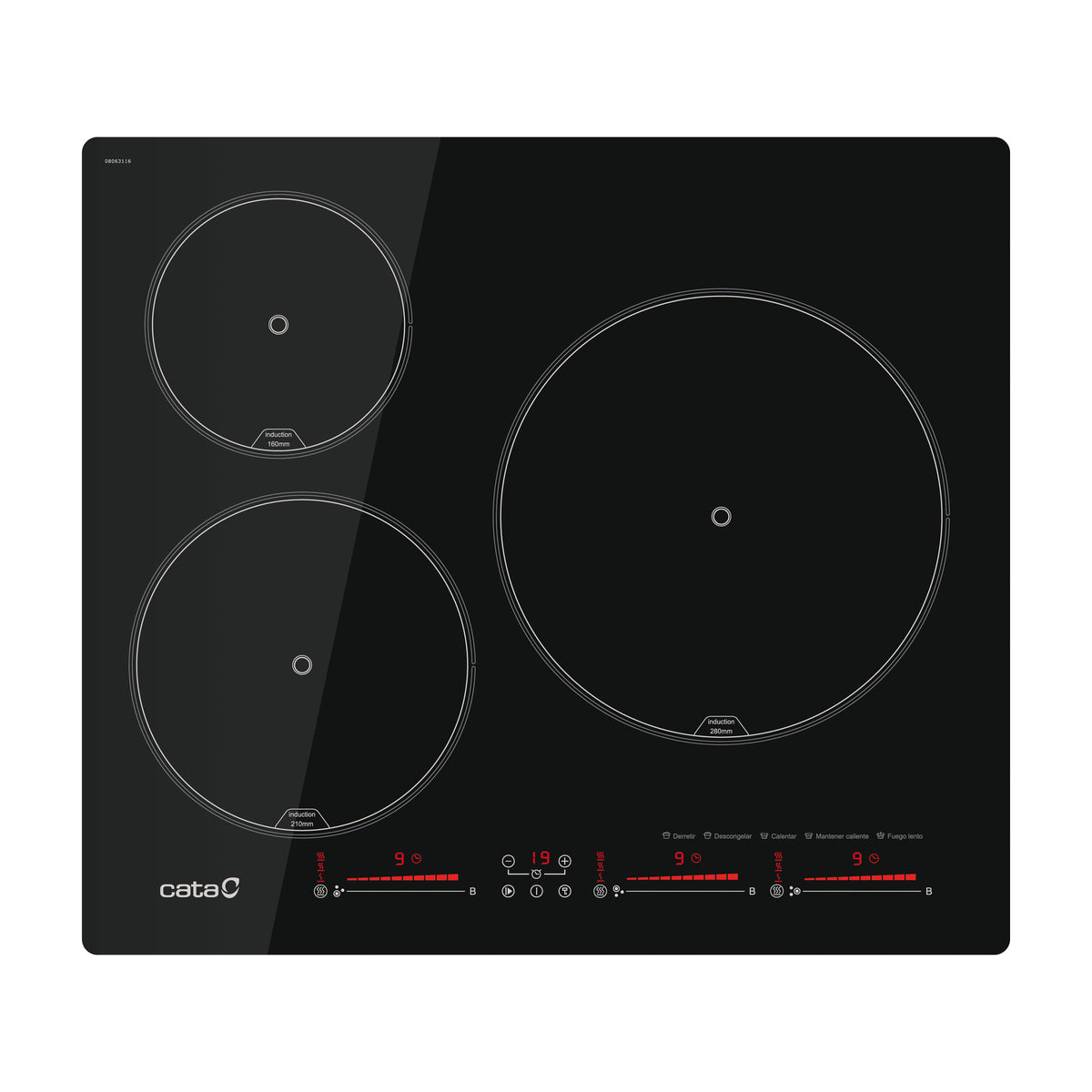 Placa de inducción Cata IBS 6303E2, 3 zonas y 7,1 kW