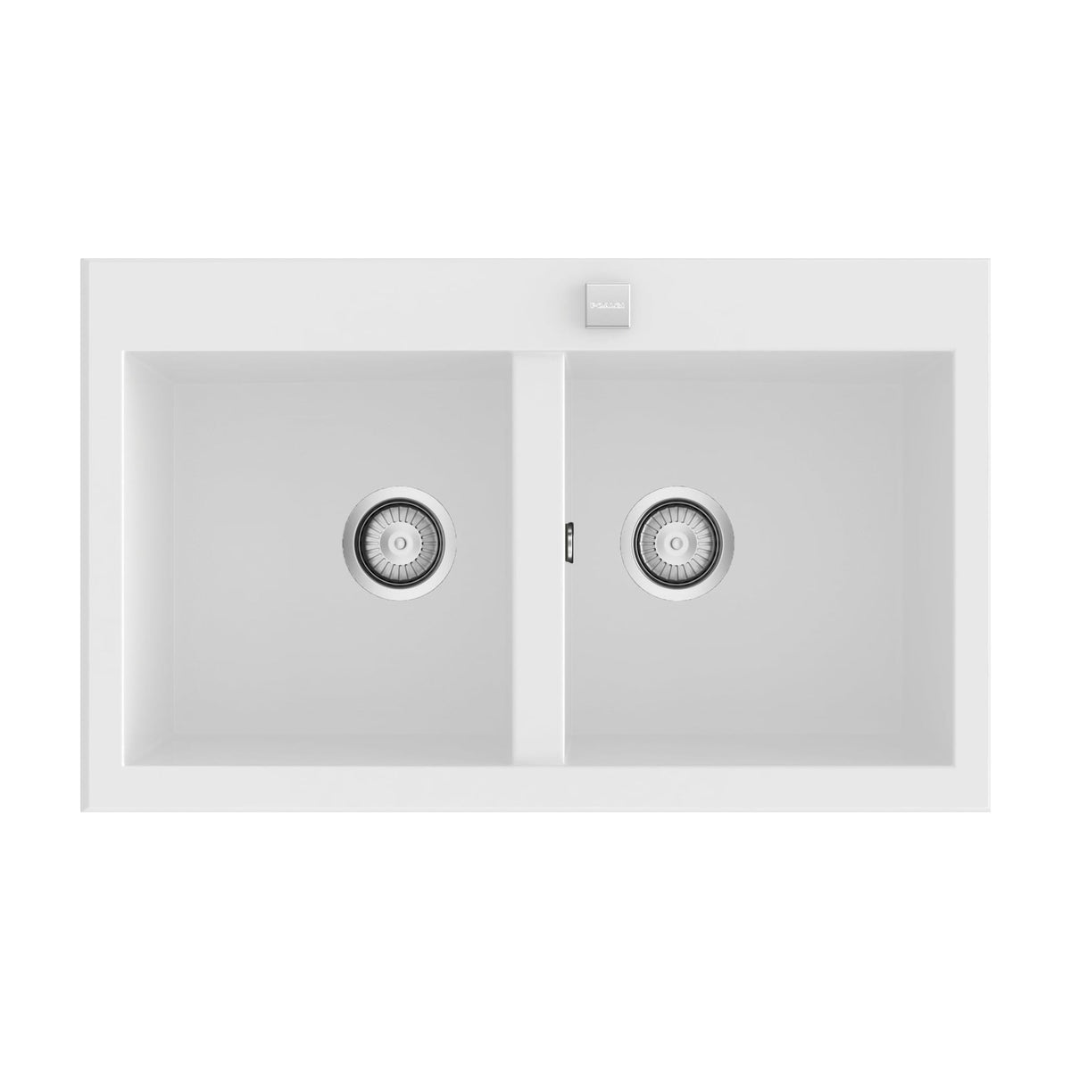 Fregadero Poalgi Shira 504 de dos cubetas, blanco brillo