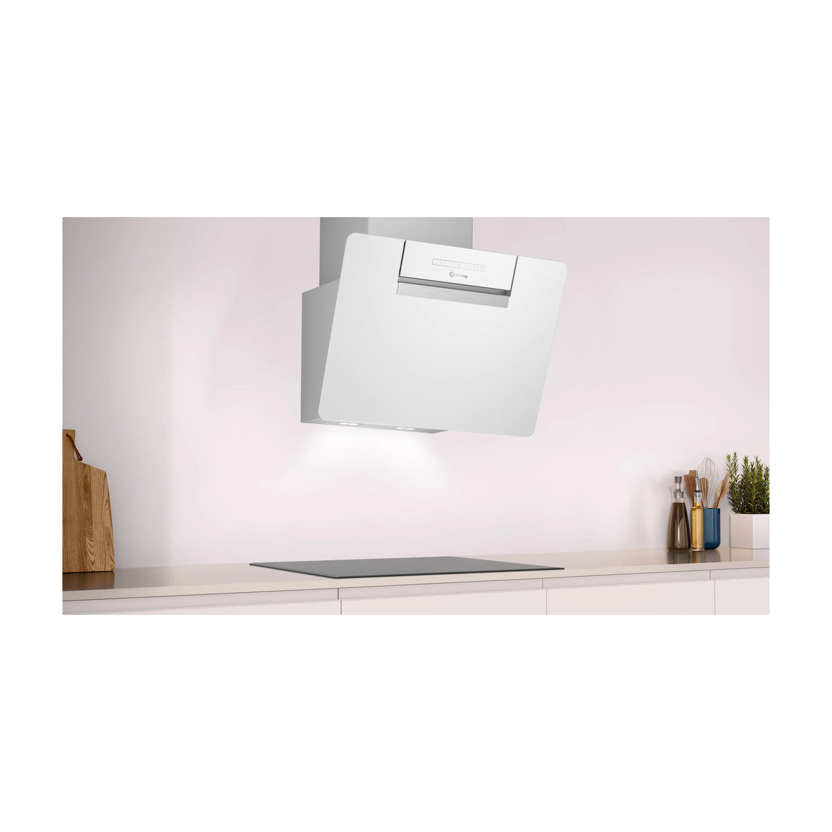 Campana inclinada Balay 3BC567GBH de 60 cm en cristal blanco con Home Connect