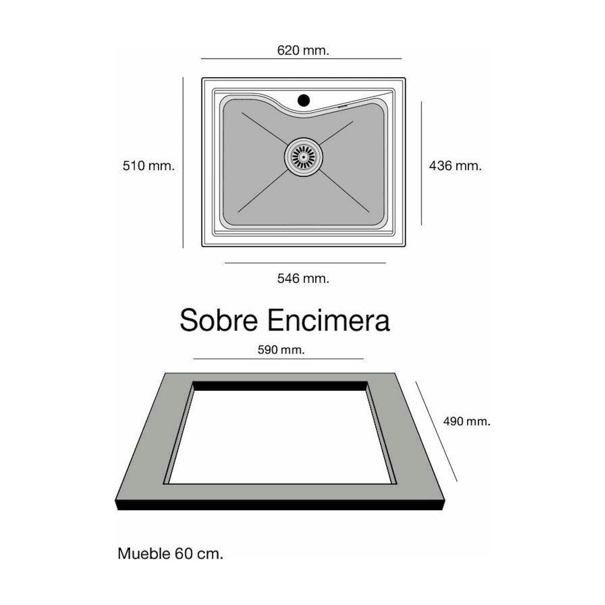 Fregadero Poalgi City 320 Roc Stone®, blanco brillo, una cubeta
