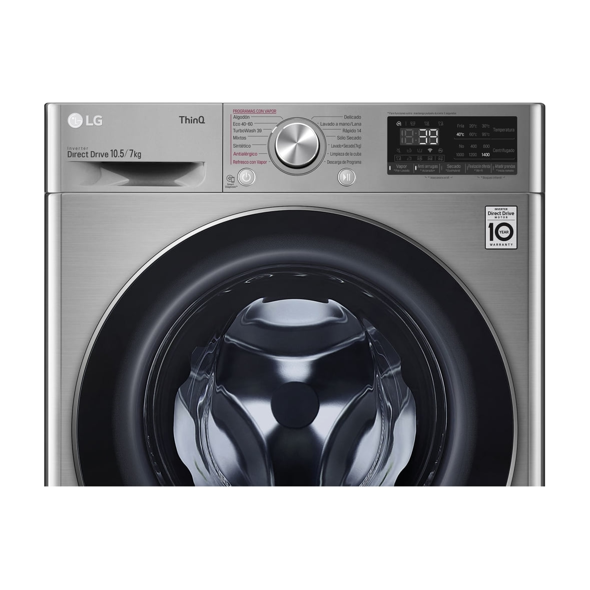Lavasecadora LG F4DV7010S2S, 10,5/7 kg y 1400 rpm