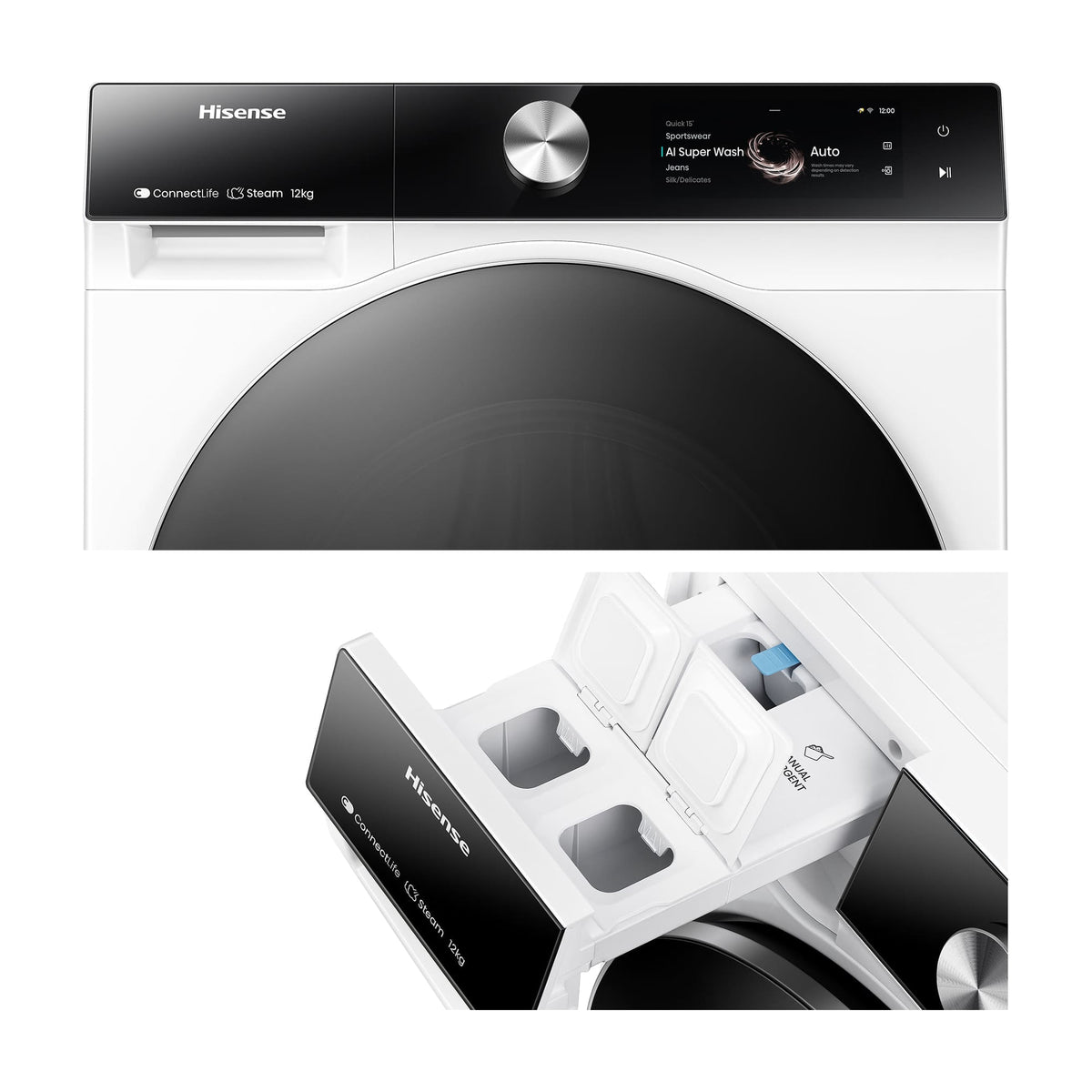 Lavadora Hisense WF7S1247BW de 12 kg y 1400 rpm