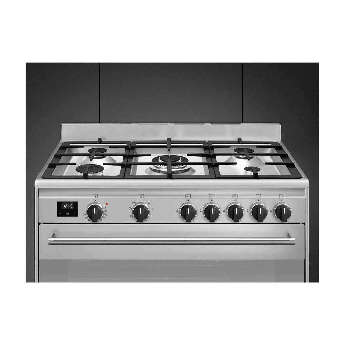 Cocina de gas Smeg BG91X2 con 5 fuegos y horno eléctrico de 115 l