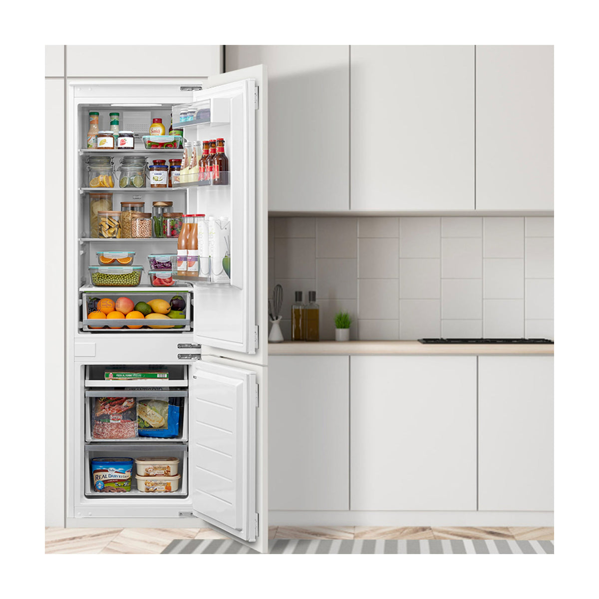 Frigorífico combi integrable Midea MDRE353FGE01, 248 l, No Frost total