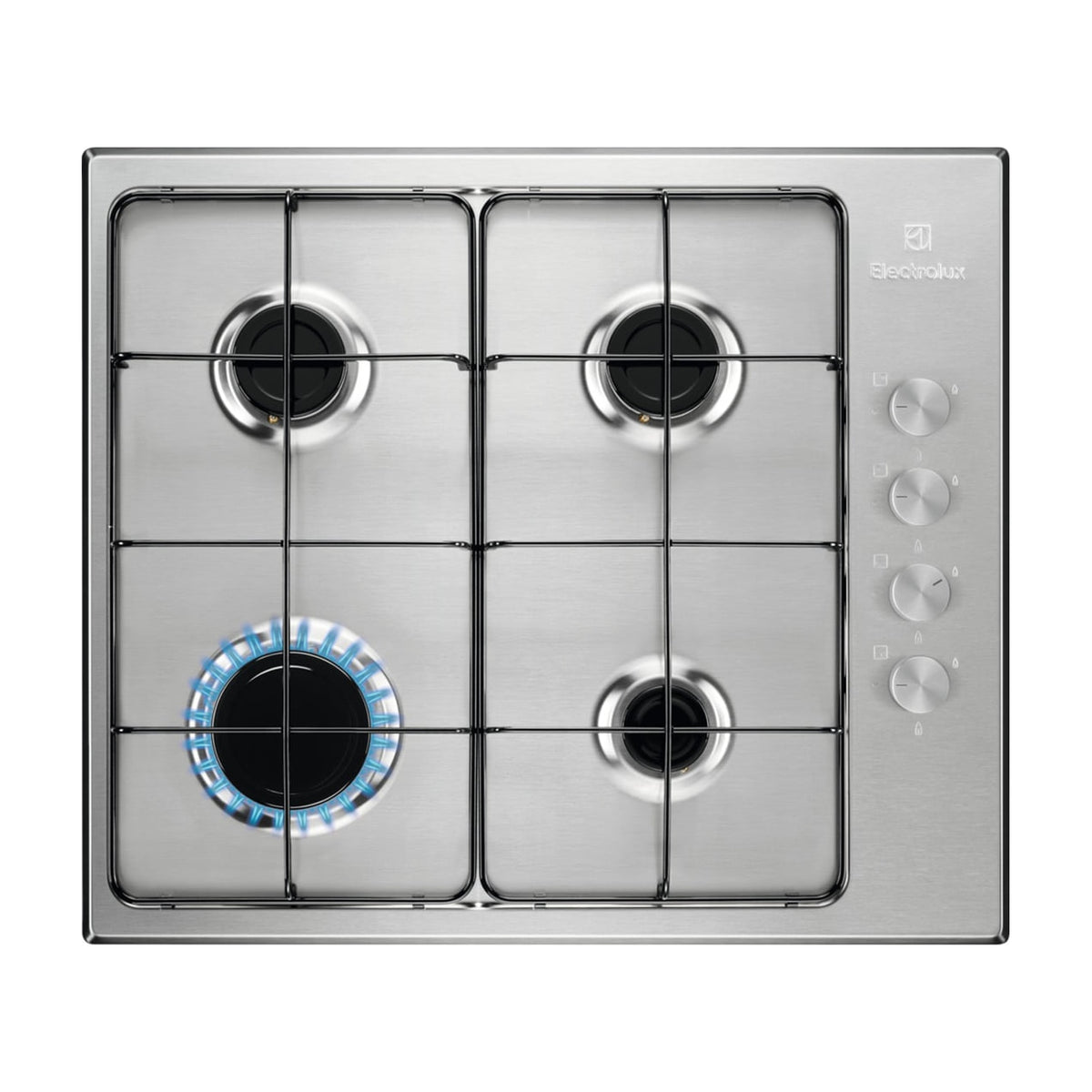 Placa de gas Electrolux KGS6404SX, 4 zonas y 60 cm, inox antihuellas