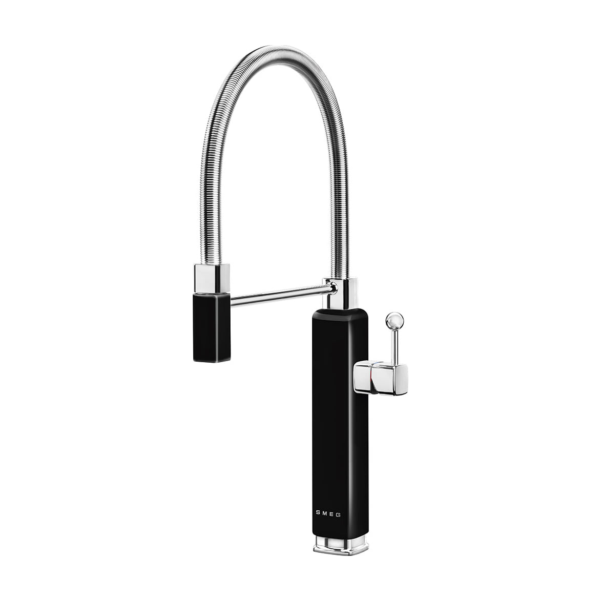 Grifo de cocina Smeg MDF50BL monomando negro, caño giratorio 360°