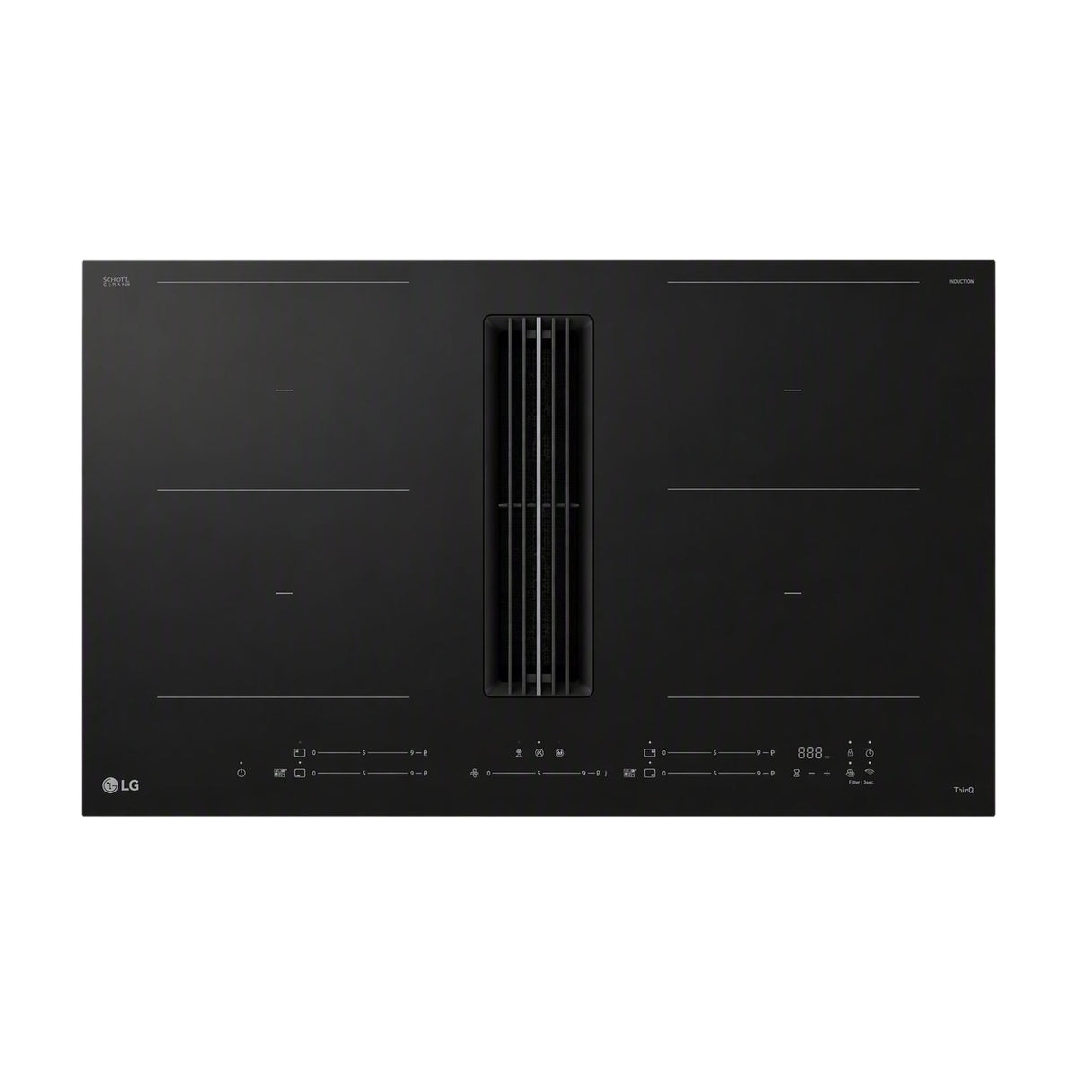 Placa de inducción con extractor LG KCH7D3227MN, 83 cm y 2 zonas flexibles