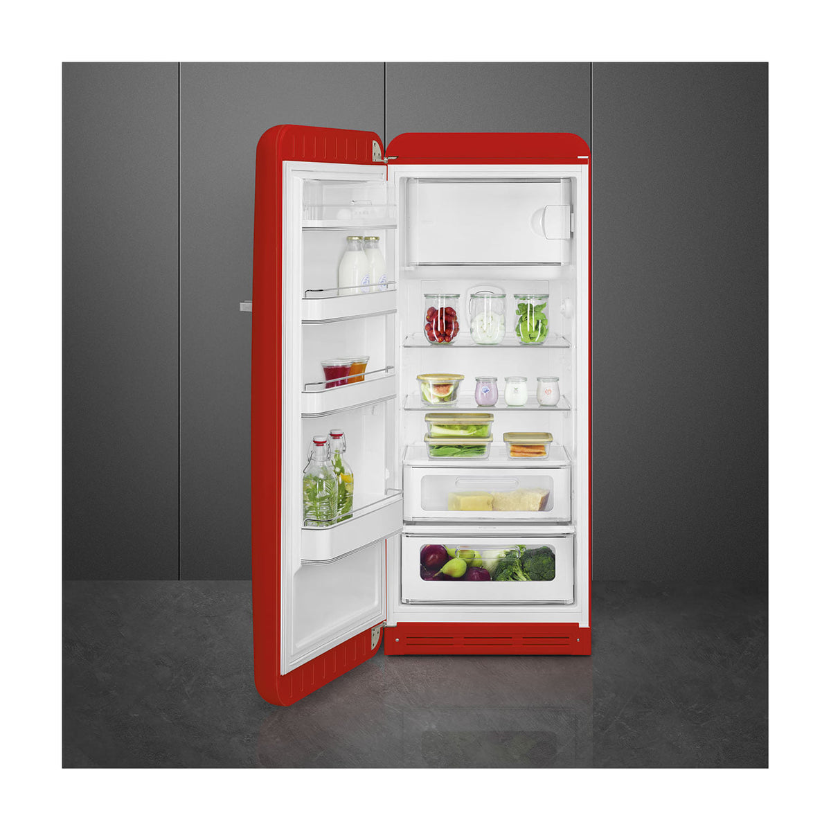 Frigorífico de una puerta Smeg FAB28LRD6, rojo, 270 l y clase C