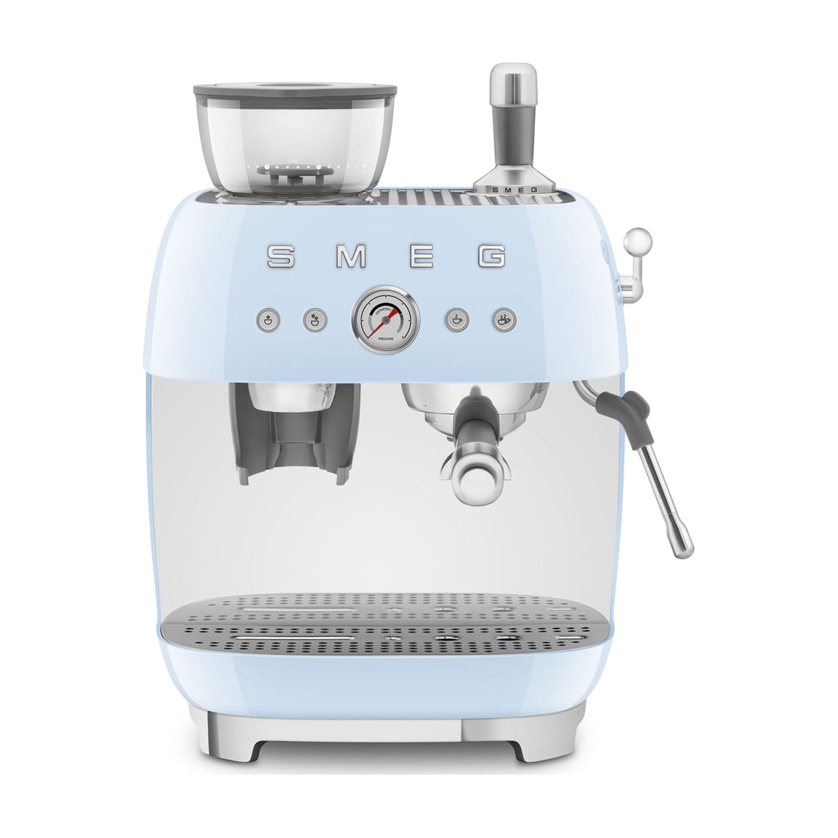 Cafetera espresso Smeg EGF03PBEU con molinillo integrado, azul