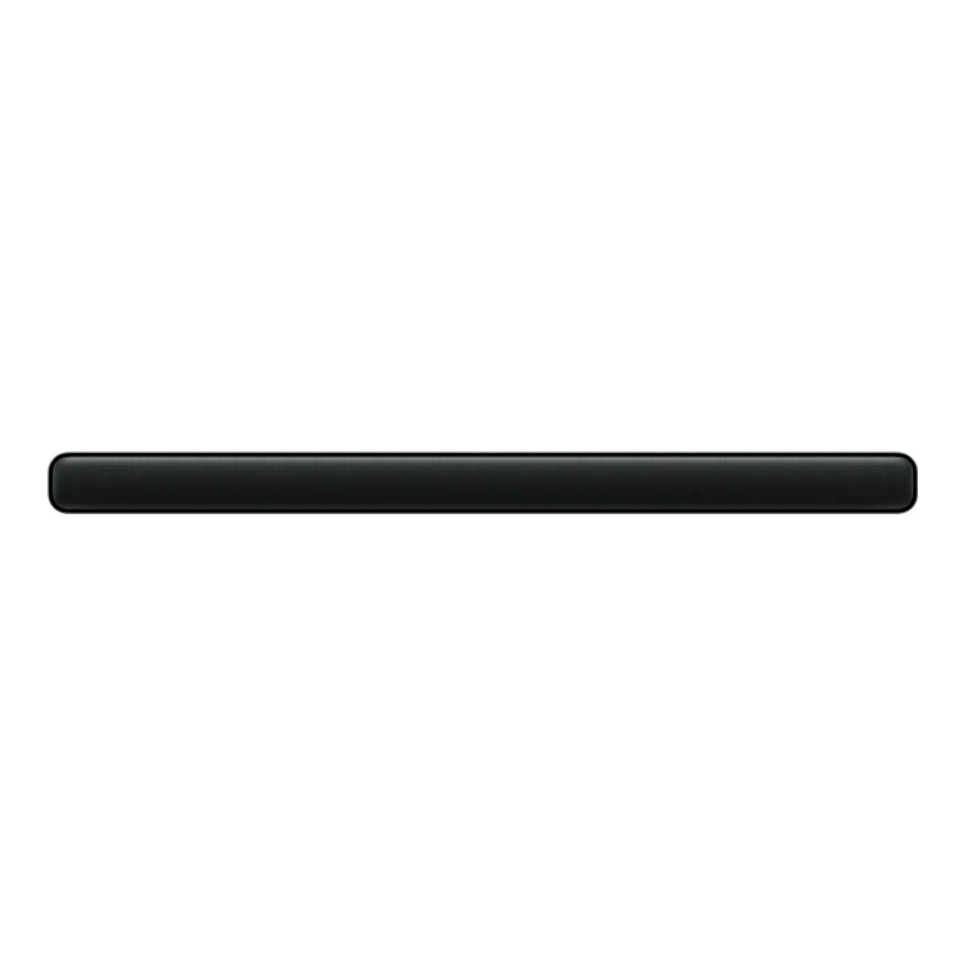 Barra de sonido TCL S45HE negra, vista frontal, centrada sobre fondo blanco.