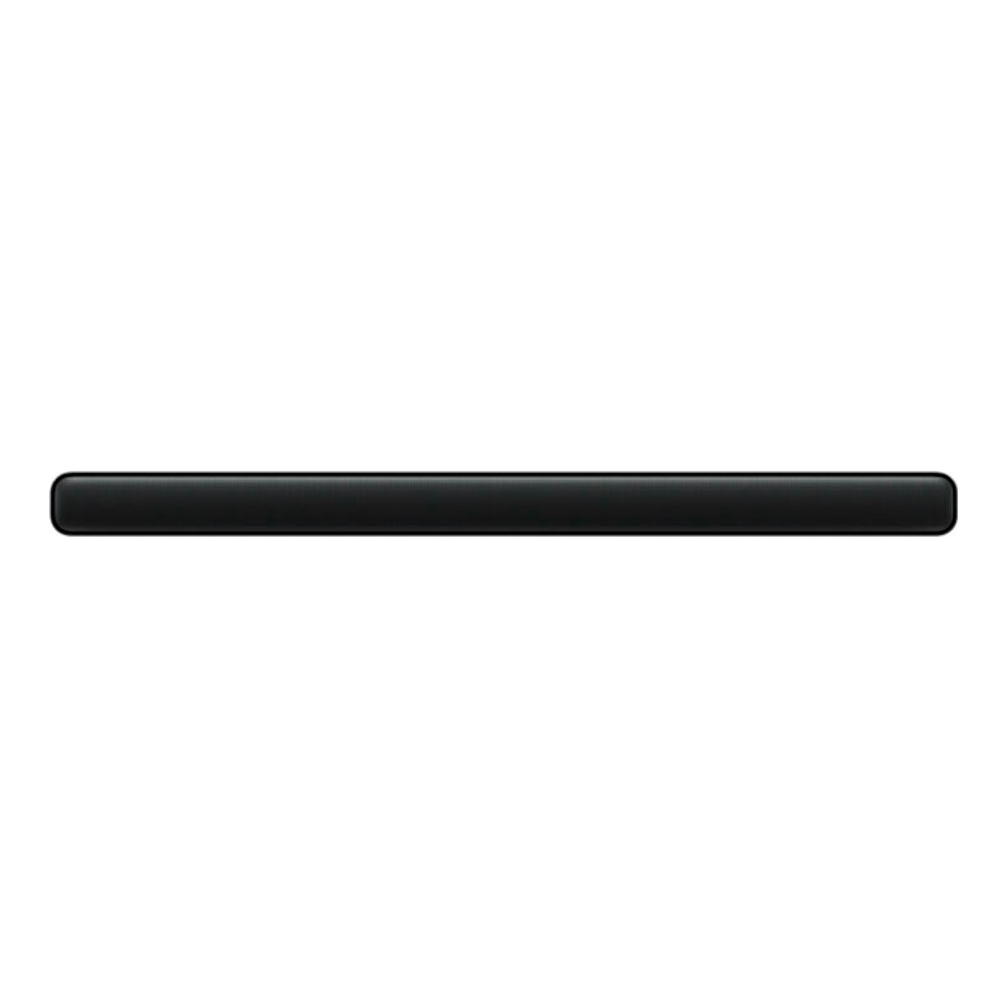 Barra de sonido TCL S45HE negra, vista frontal, centrada sobre fondo blanco.