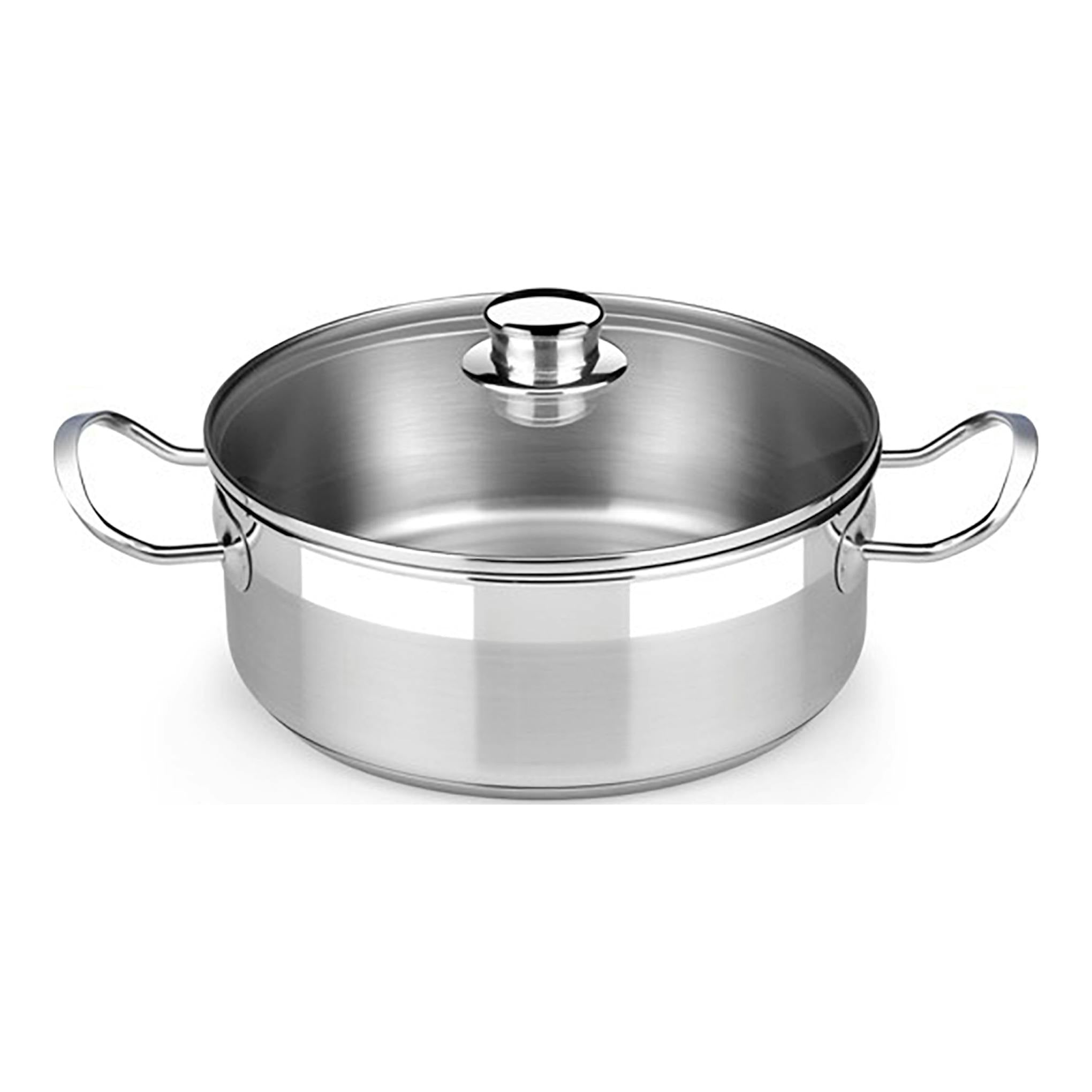 Cacerola de acero inoxidable Bra Profesional con tapa de cristal, vista frontal
