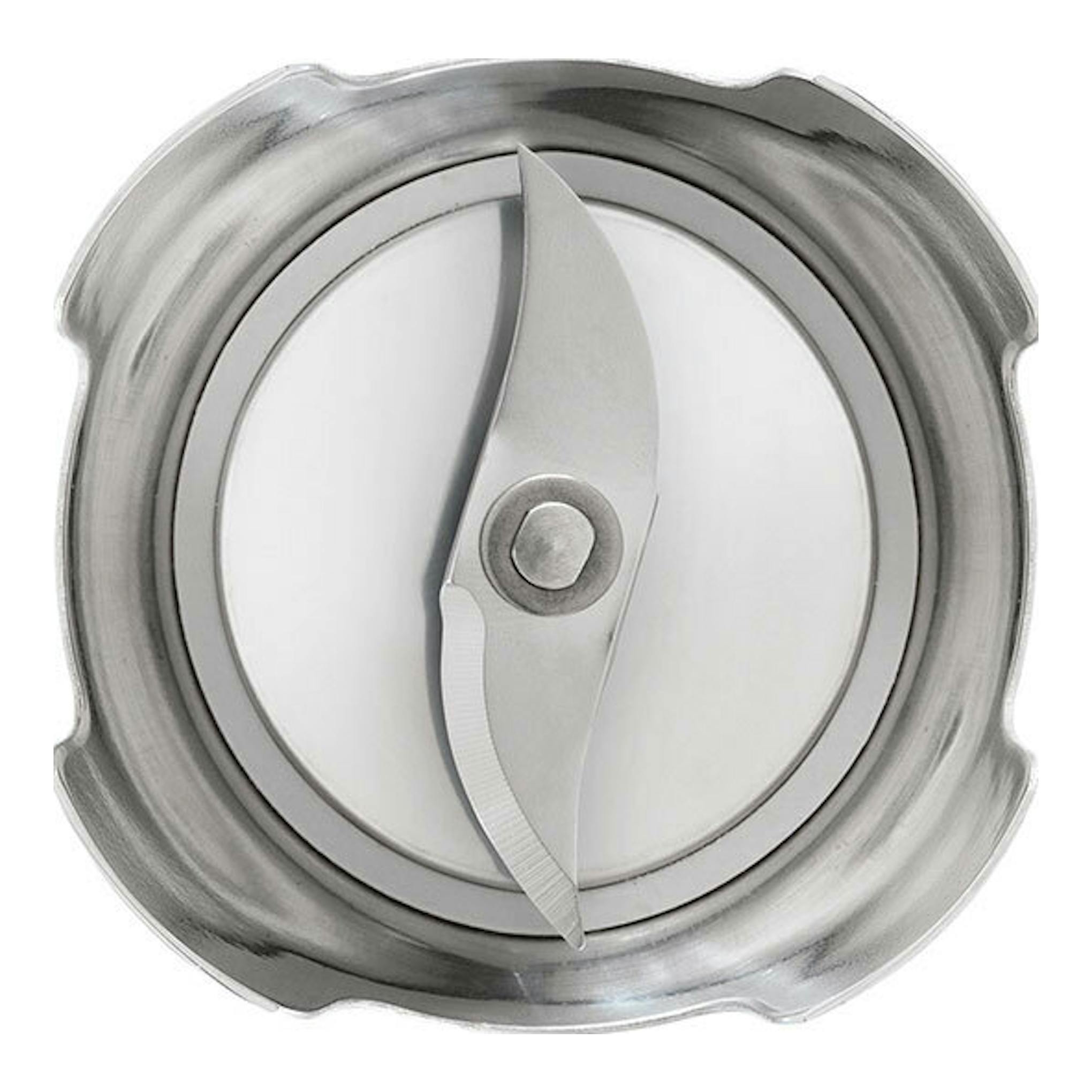 Accesorio de batidora de mano Smeg HBF11BLEU, vista superior de cuchilla metálica circular.