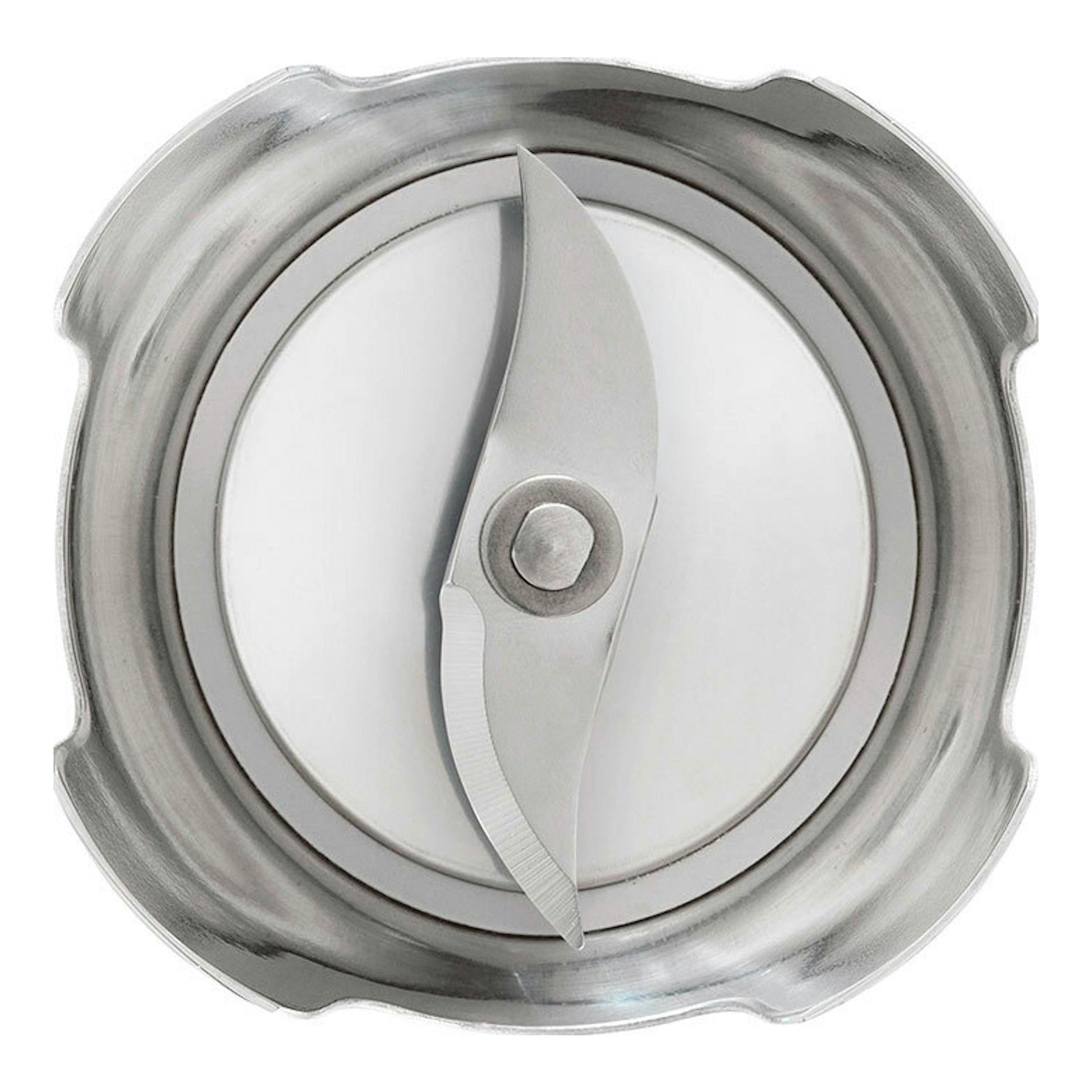 Batidora de mano Smeg HBF11CREU crema, vista superior de la cuchilla metálica y base redonda.